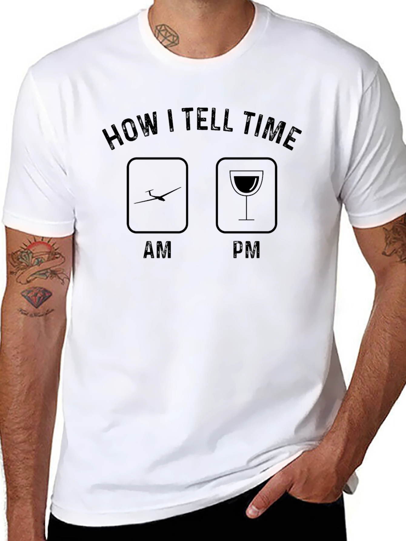 Black How I Tell Time T-Shirt - Funny Pilot Wine Lover Tee view 8