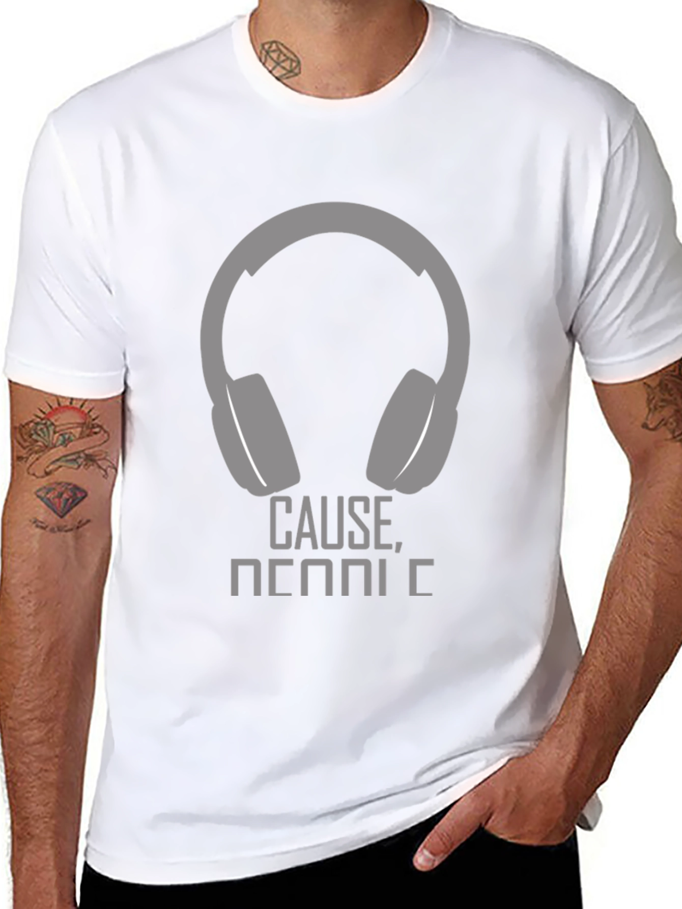 Black Headphone Graphic T-Shirt - Cause Music! view 8