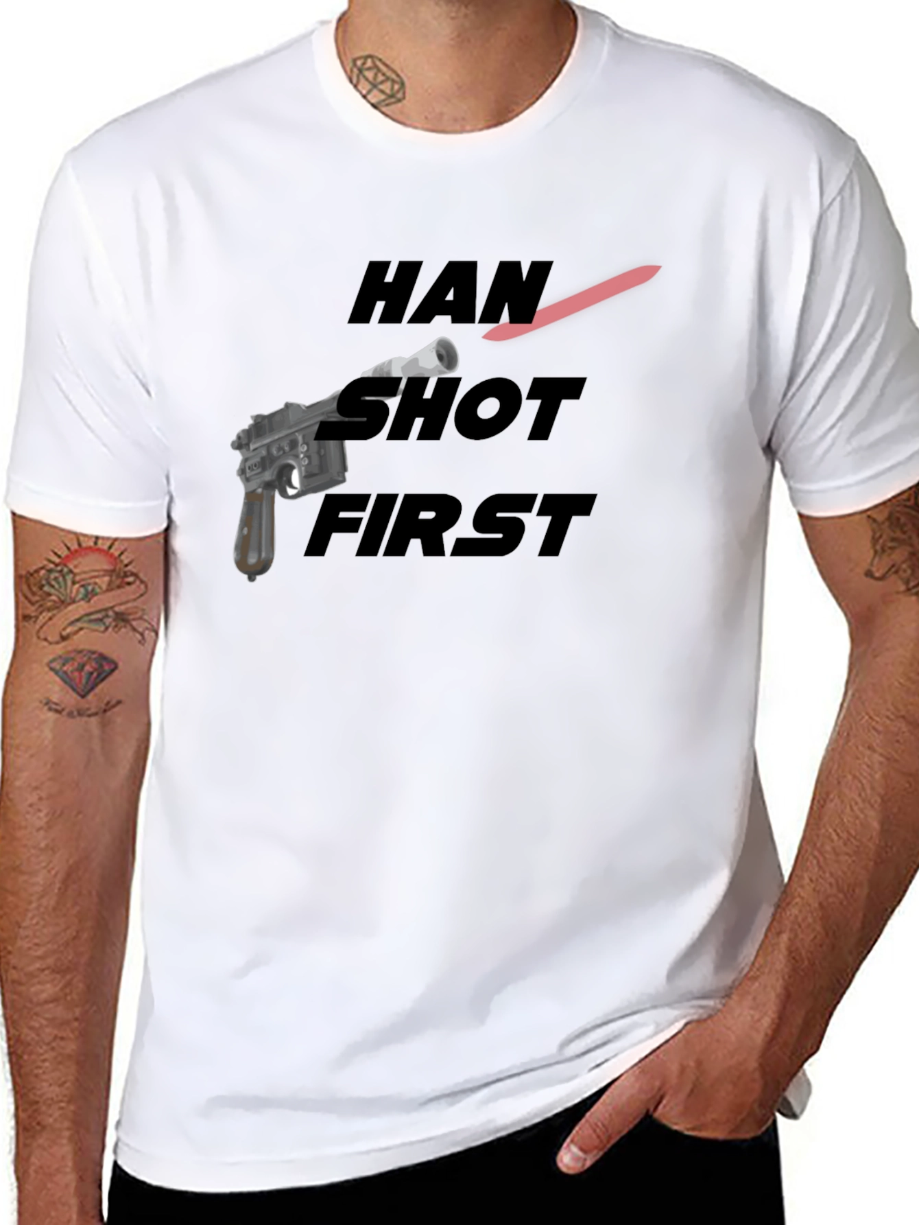 Black Han Shot First Graphic Tee - Black Cotton Blend view 8