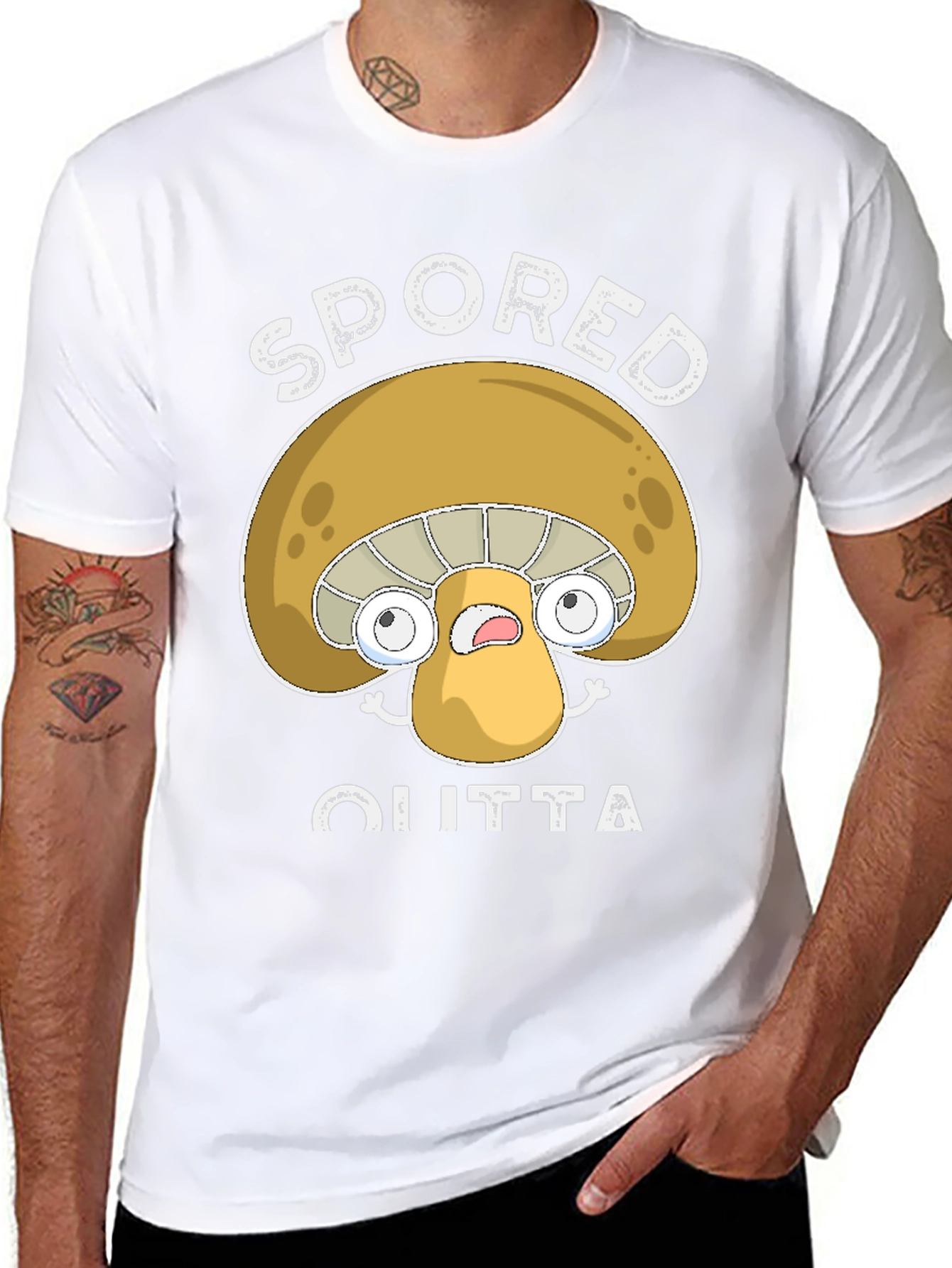 Black Spored Outta Here Mushroom Graphic Tee view 8