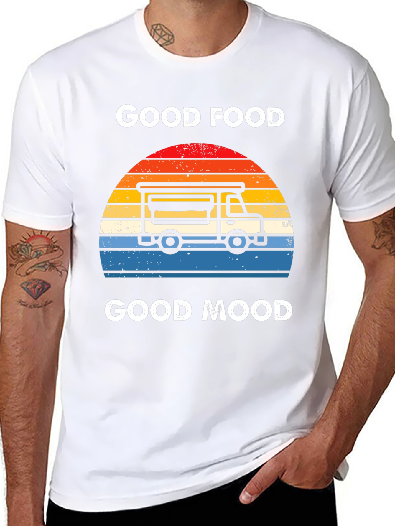 Black Good Food Good Mood T-Shirt Food Truck Tee view 8