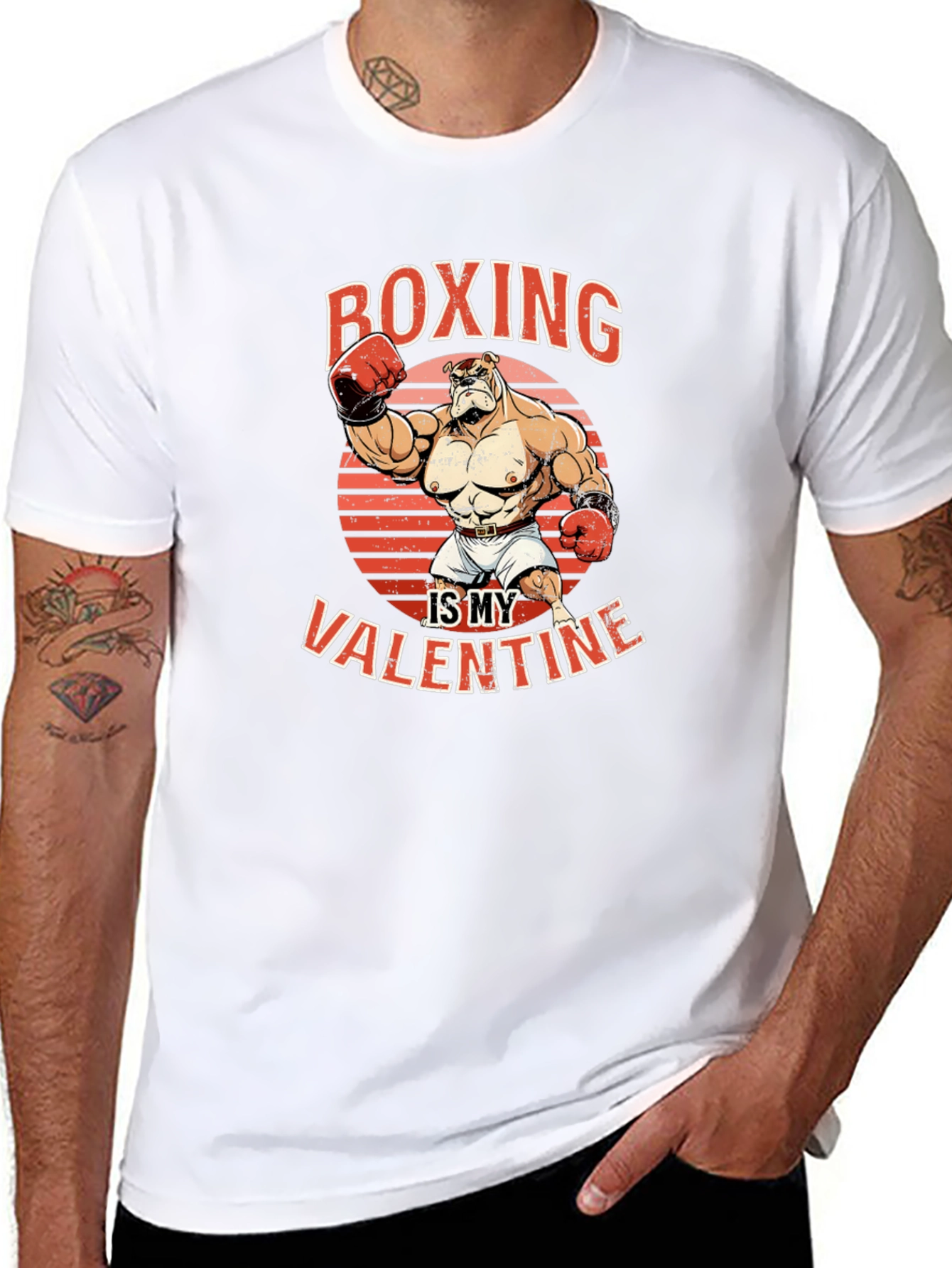 Black Boxing is My Valentine Graphic T-Shirt view 8