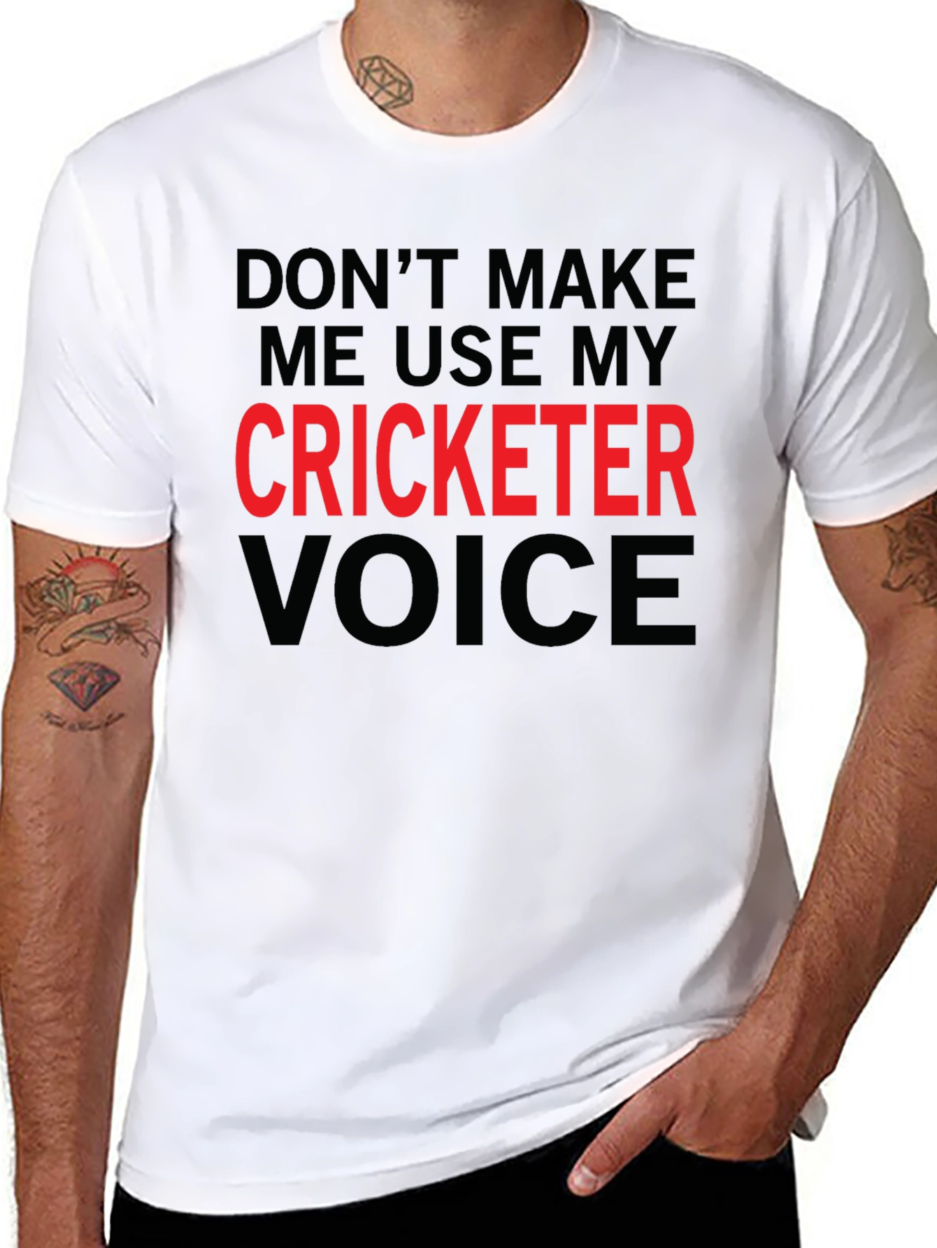 Black Cricketer Voice T-Shirt - Funny Novelty Tee view 8