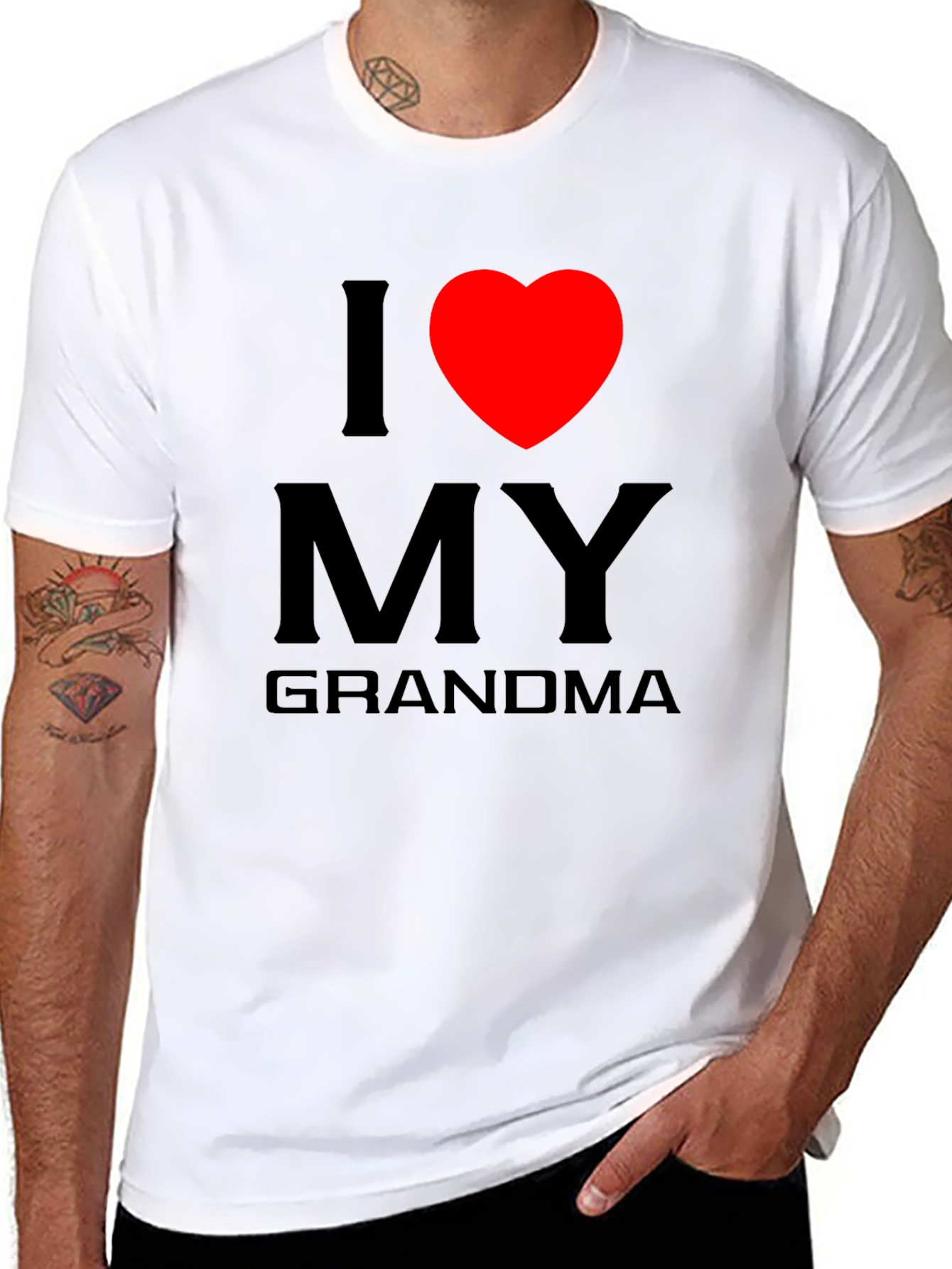 Black I Love My Grandma Black T-Shirt - Heart Graphic view 8