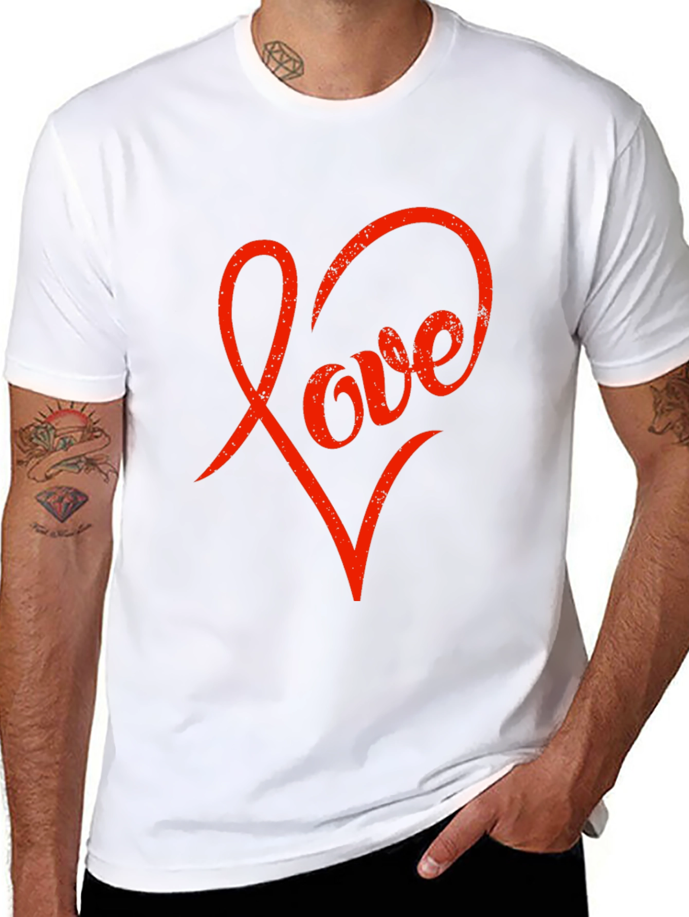 Black Love Heart Graphic Black T-Shirt view 8