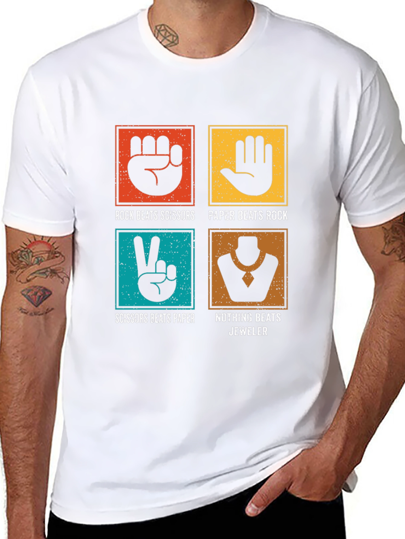 Black Rock Paper Scissors Jeweler Graphic Tee view 8