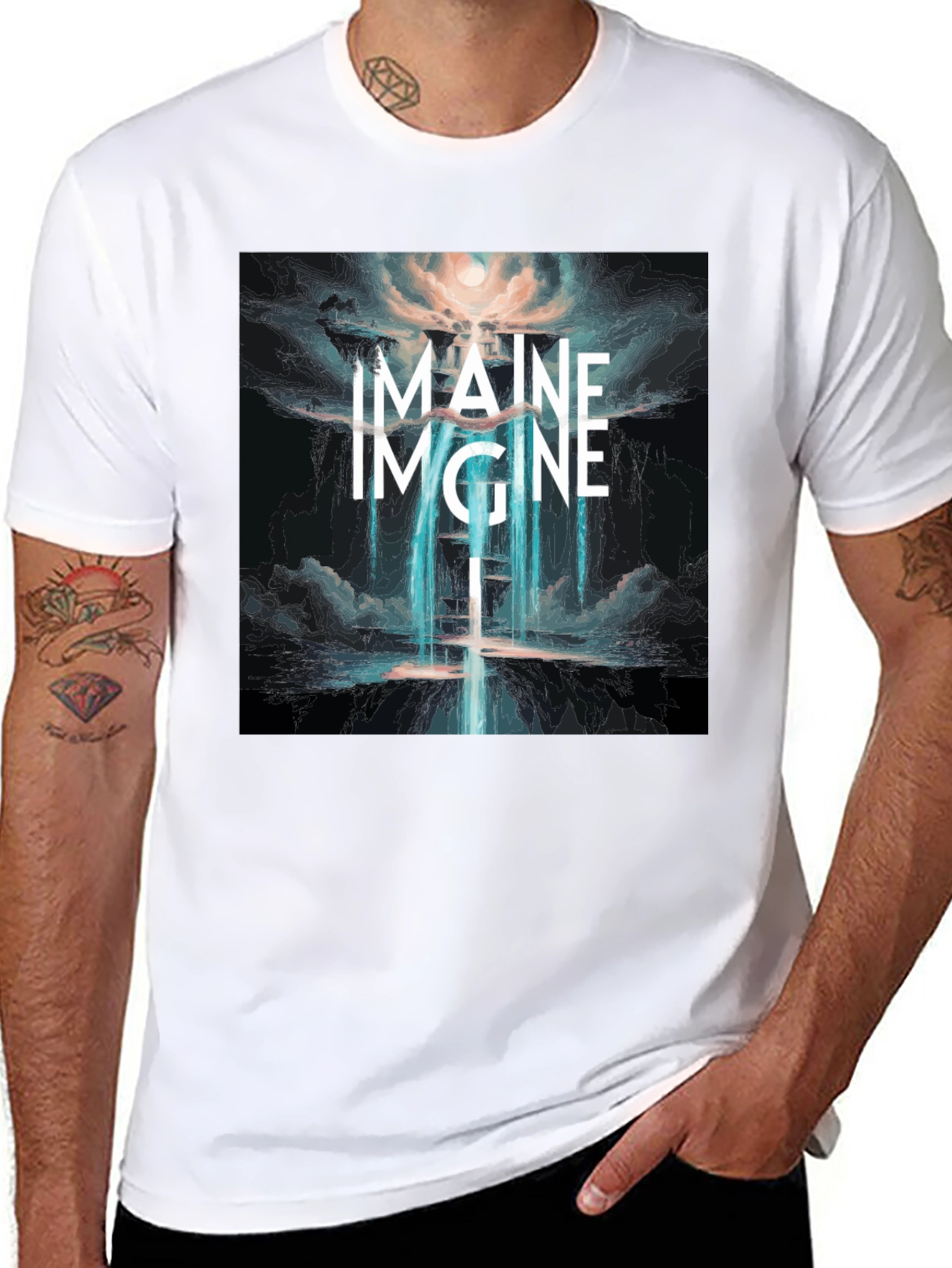 Black Imagine Graphic T-Shirt - Unique Design view 8
