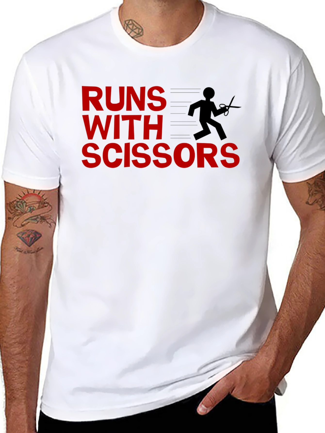 Black Runs With Scissors Graphic Tee - Black Cotton view 8