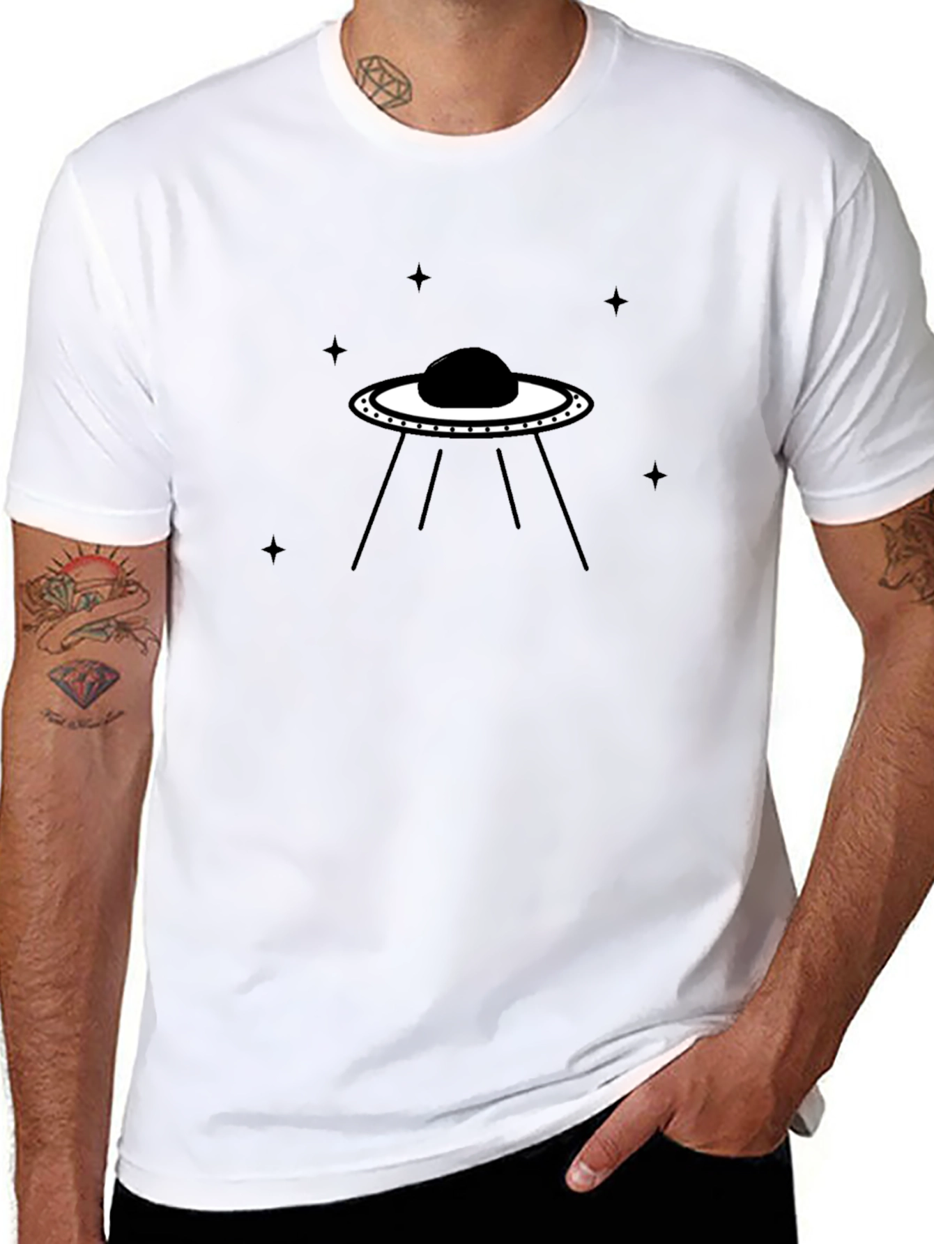 UFO Graphic Tee - Men's Black Cotton T-Shirt - 8