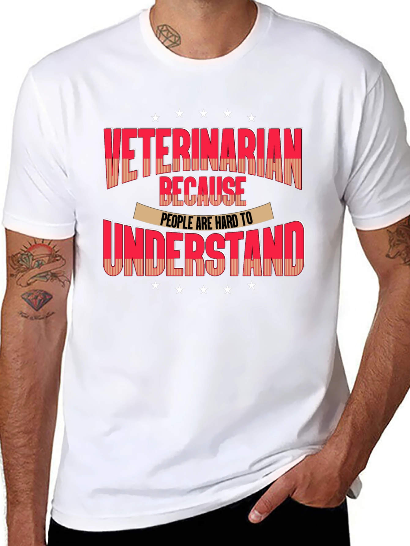 Black Veterinarian T-Shirt - Because People Are Hard to Understand view 8