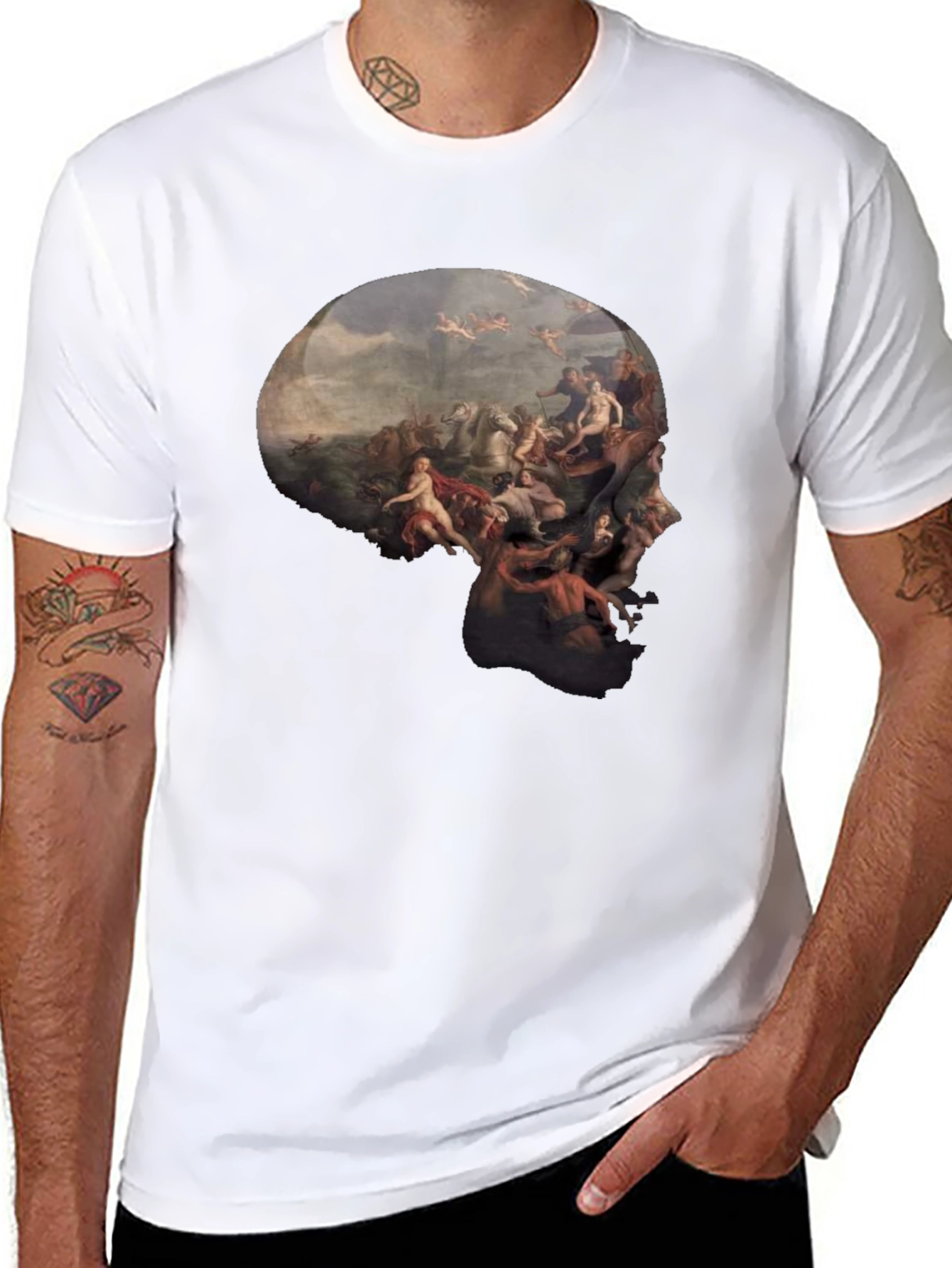 Black Skull Art Graphic Tee view 8