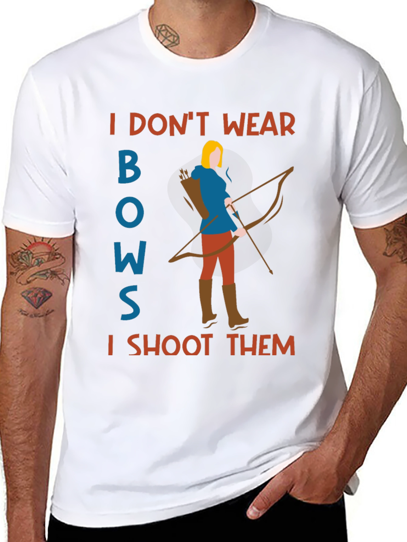 Black Archer T-Shirt: I Don't Wear Bows, I Shoot Them! view 8