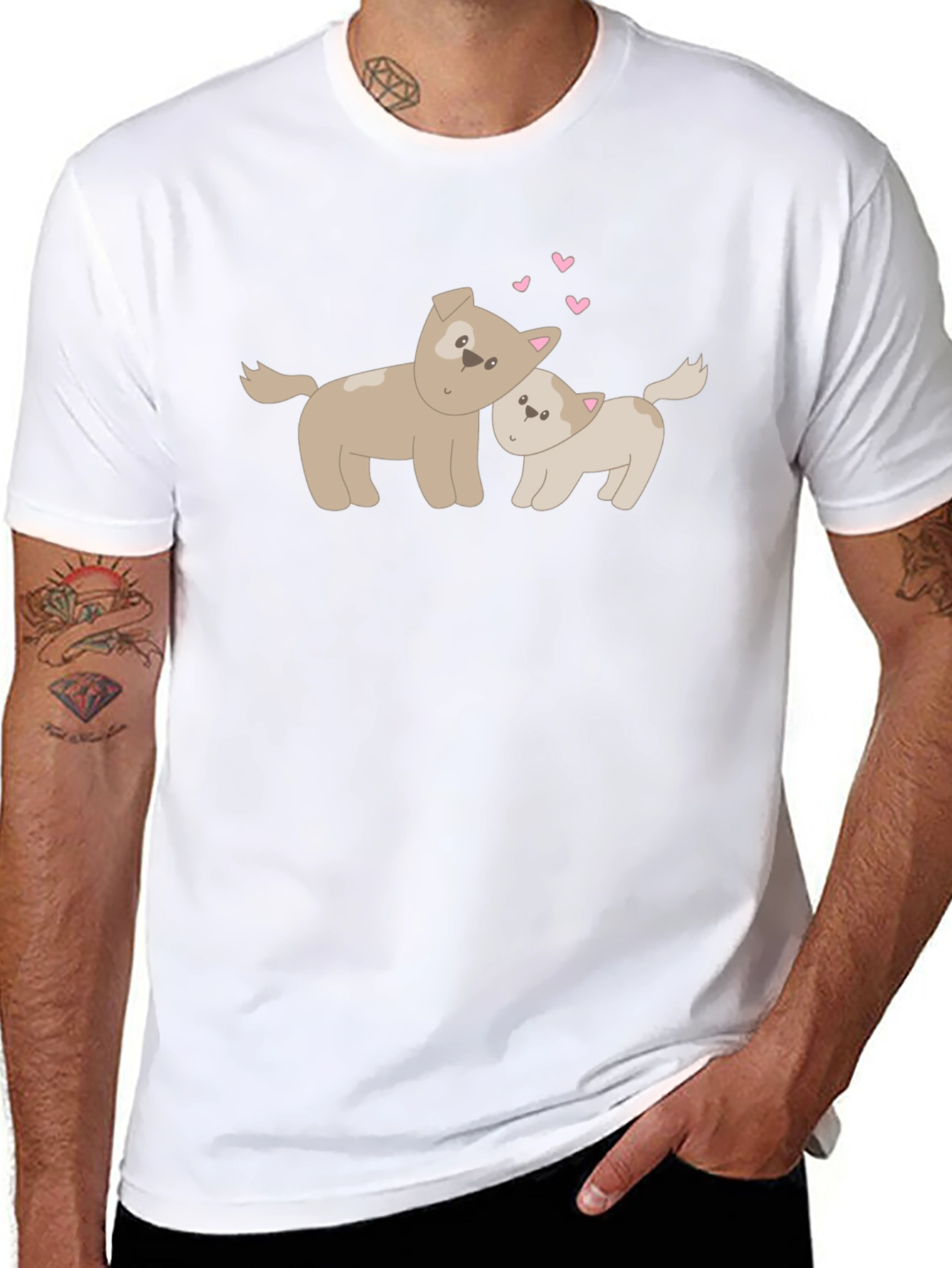 Black Cute Dogs Black T-Shirt, Love Graphic Tee view 8