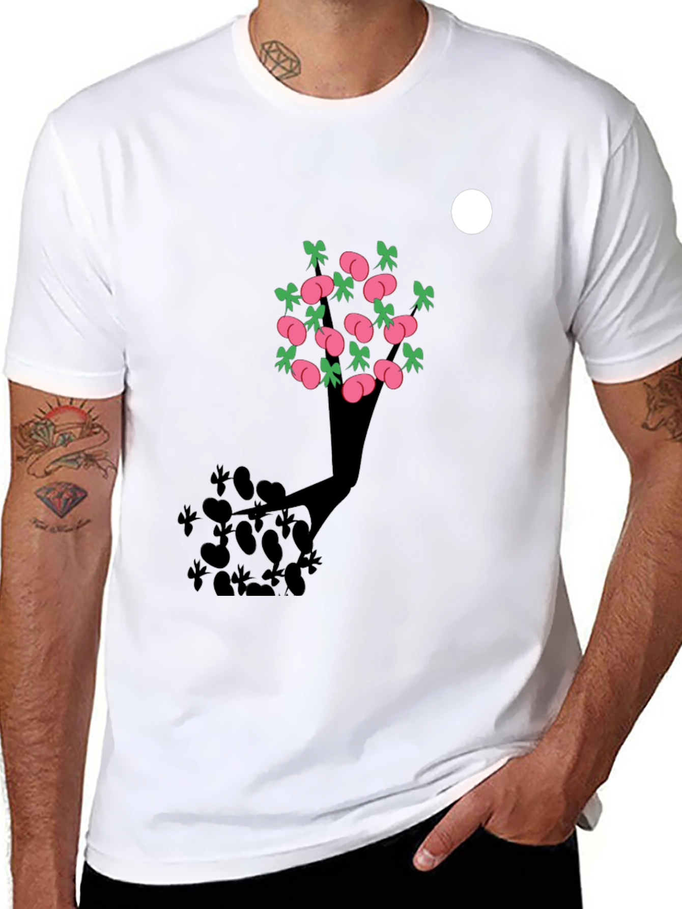 Black Peach Tree Graphic Tee - Black Cotton Blend view 8