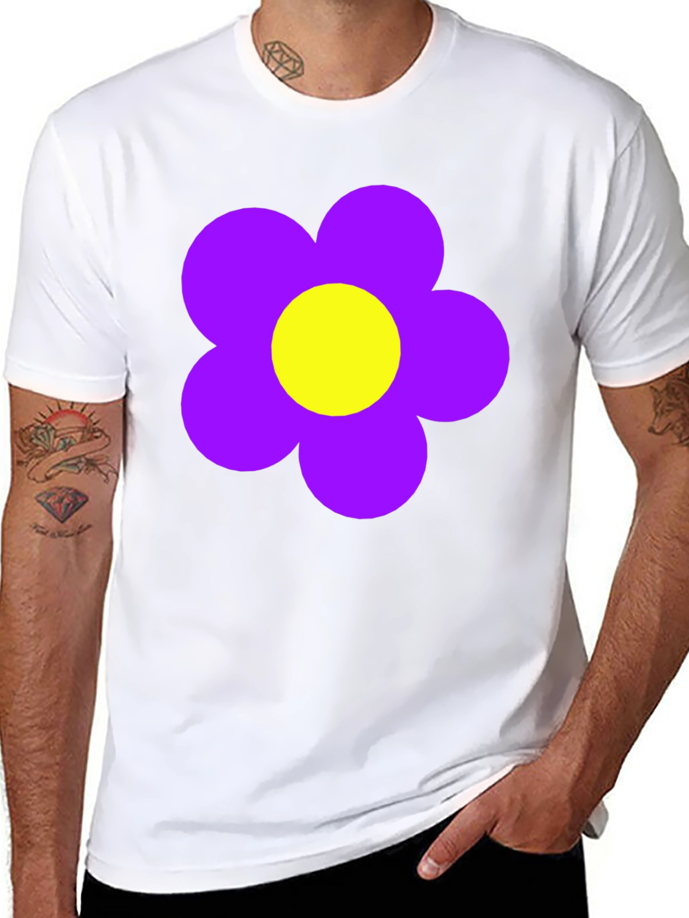 Black Retro Flower Power T-Shirt - Black view 8