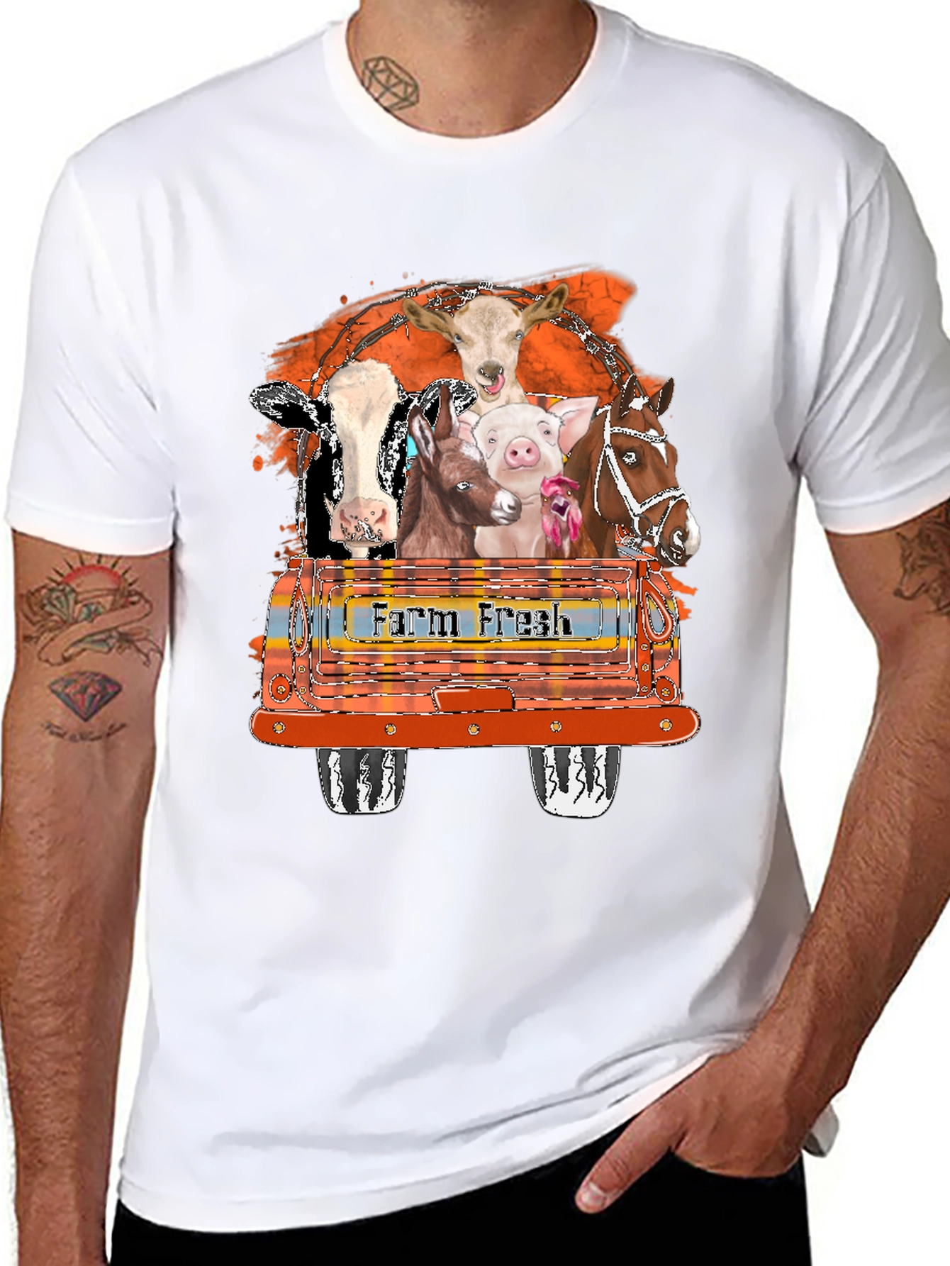 Black Farm Fresh Animals Black T-Shirt view 8