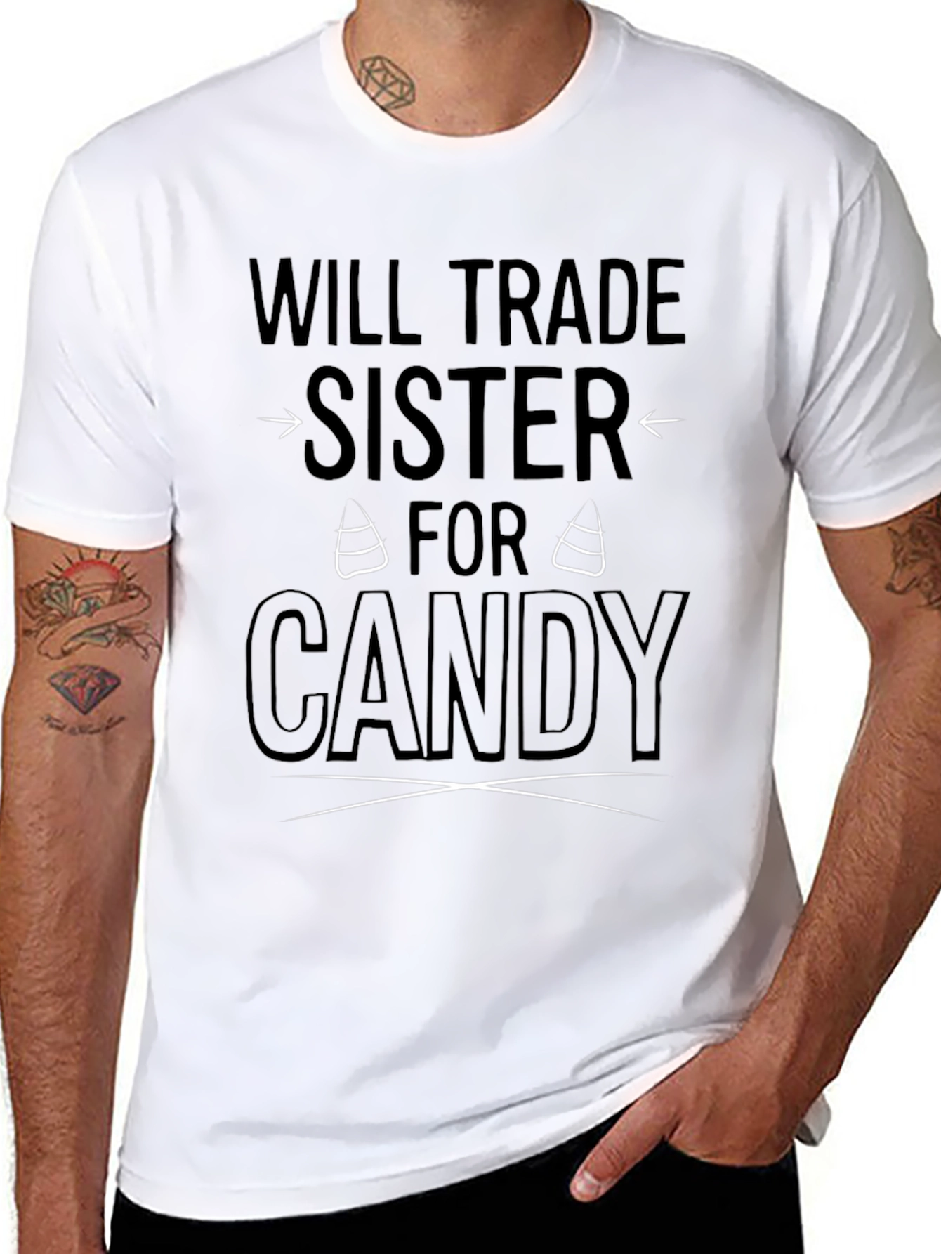 Black Will Trade Sister for Candy Black Graphic T-Shirt view 8