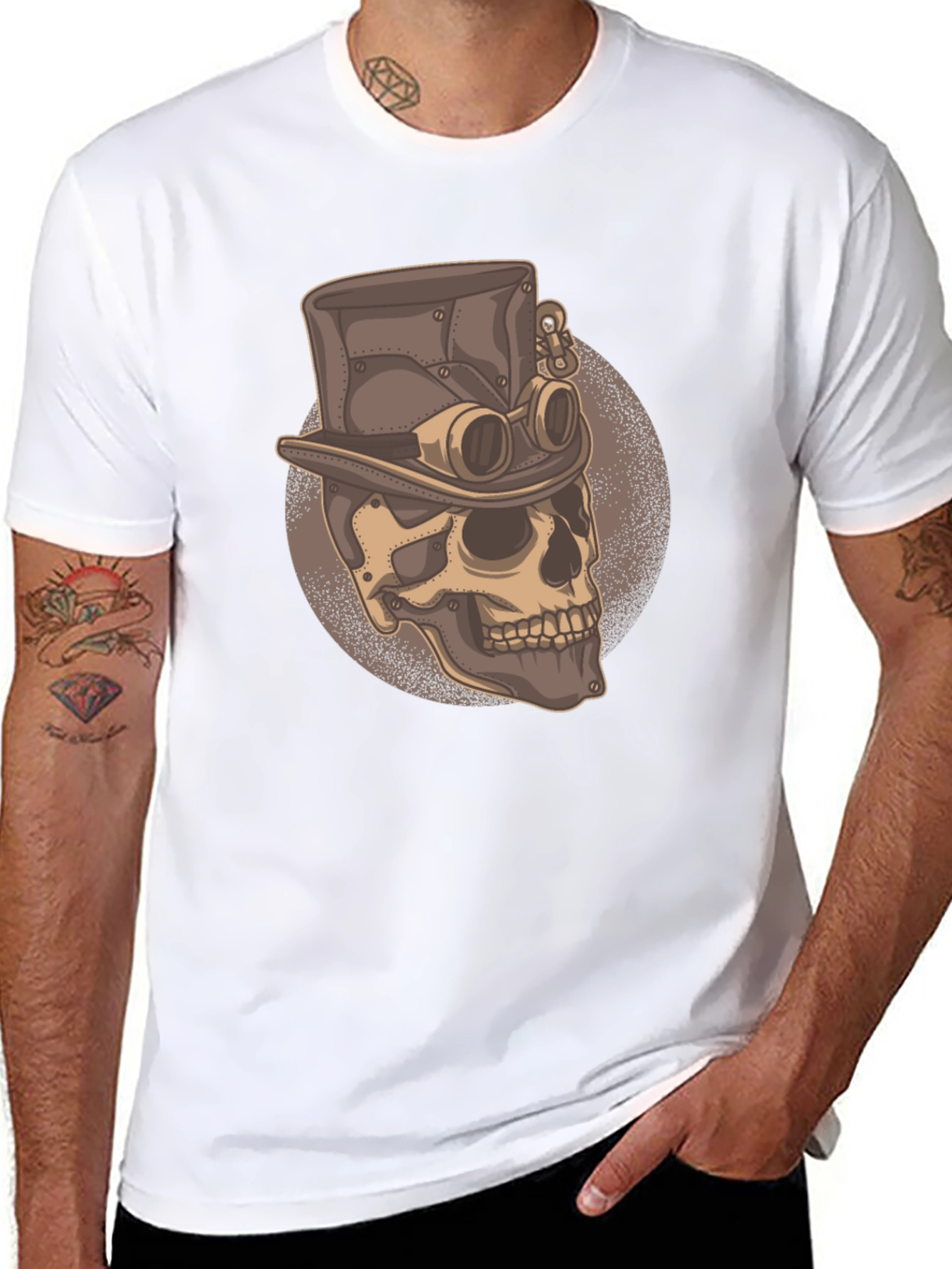 Black Steampunk Skull T-Shirt - Gothic Fashion Tee view 8