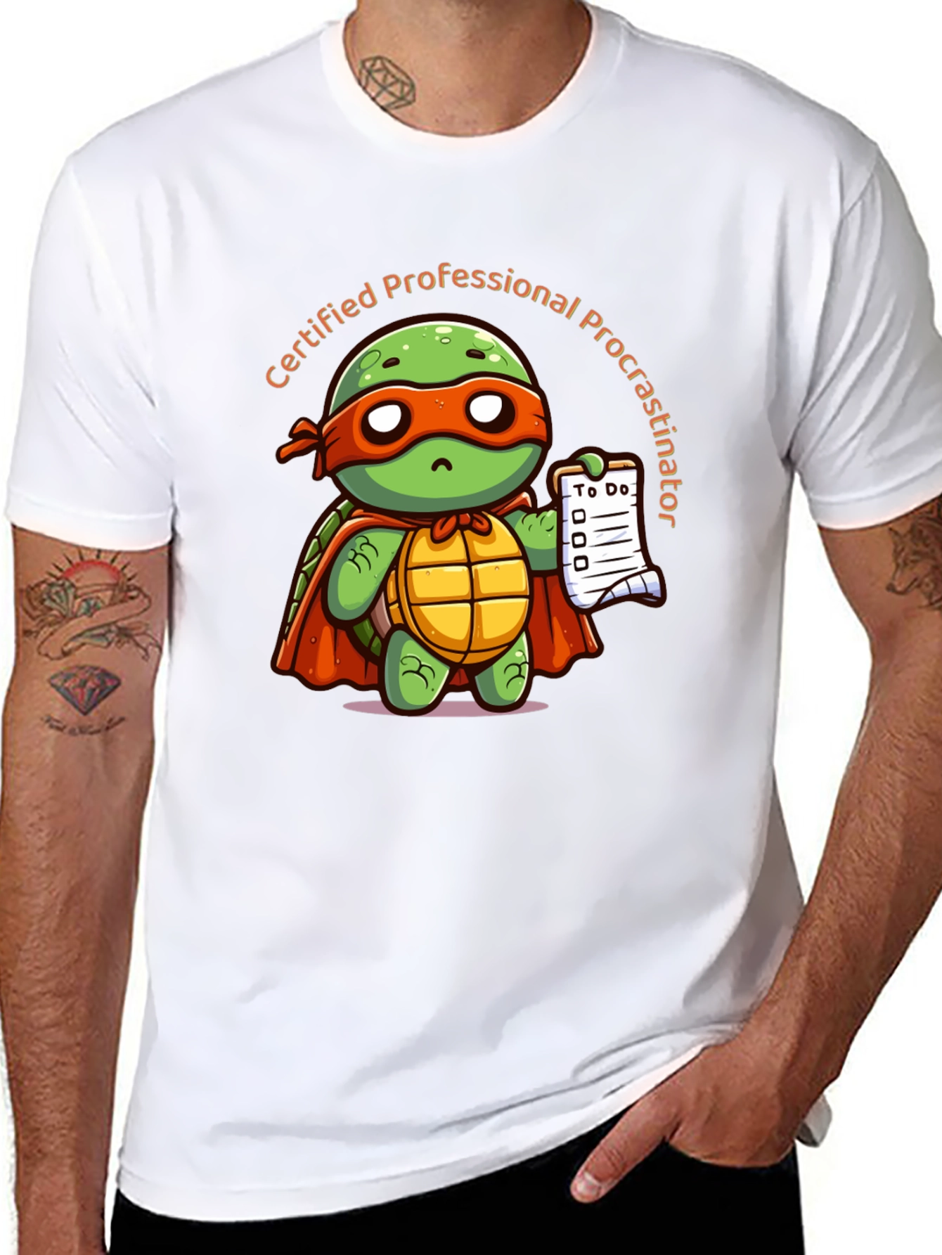 Black Procrastination Turtle T-Shirt view 8