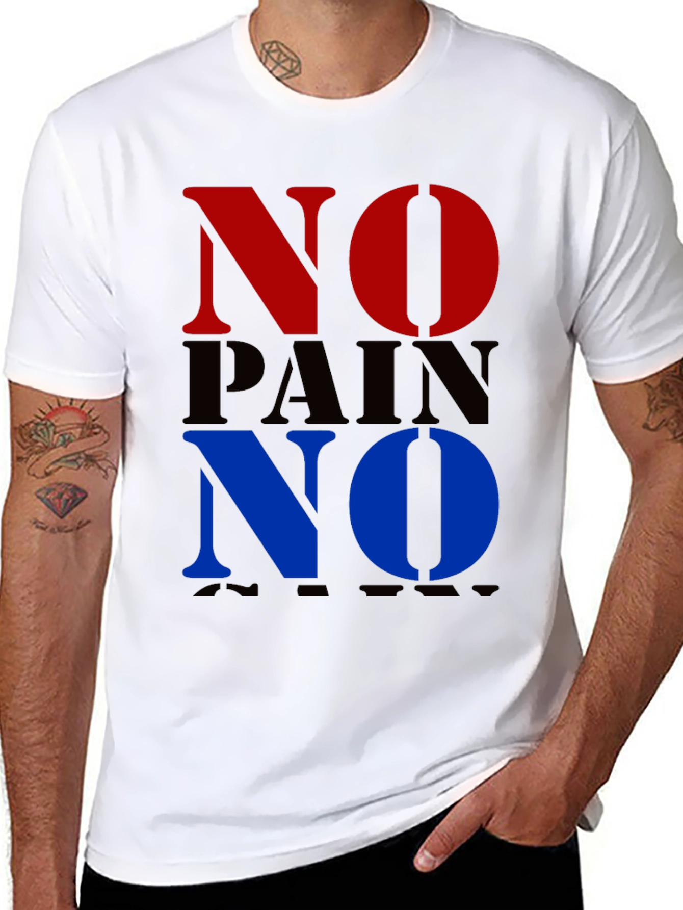 Black No Pain No Gain Graphic T-Shirt view 8