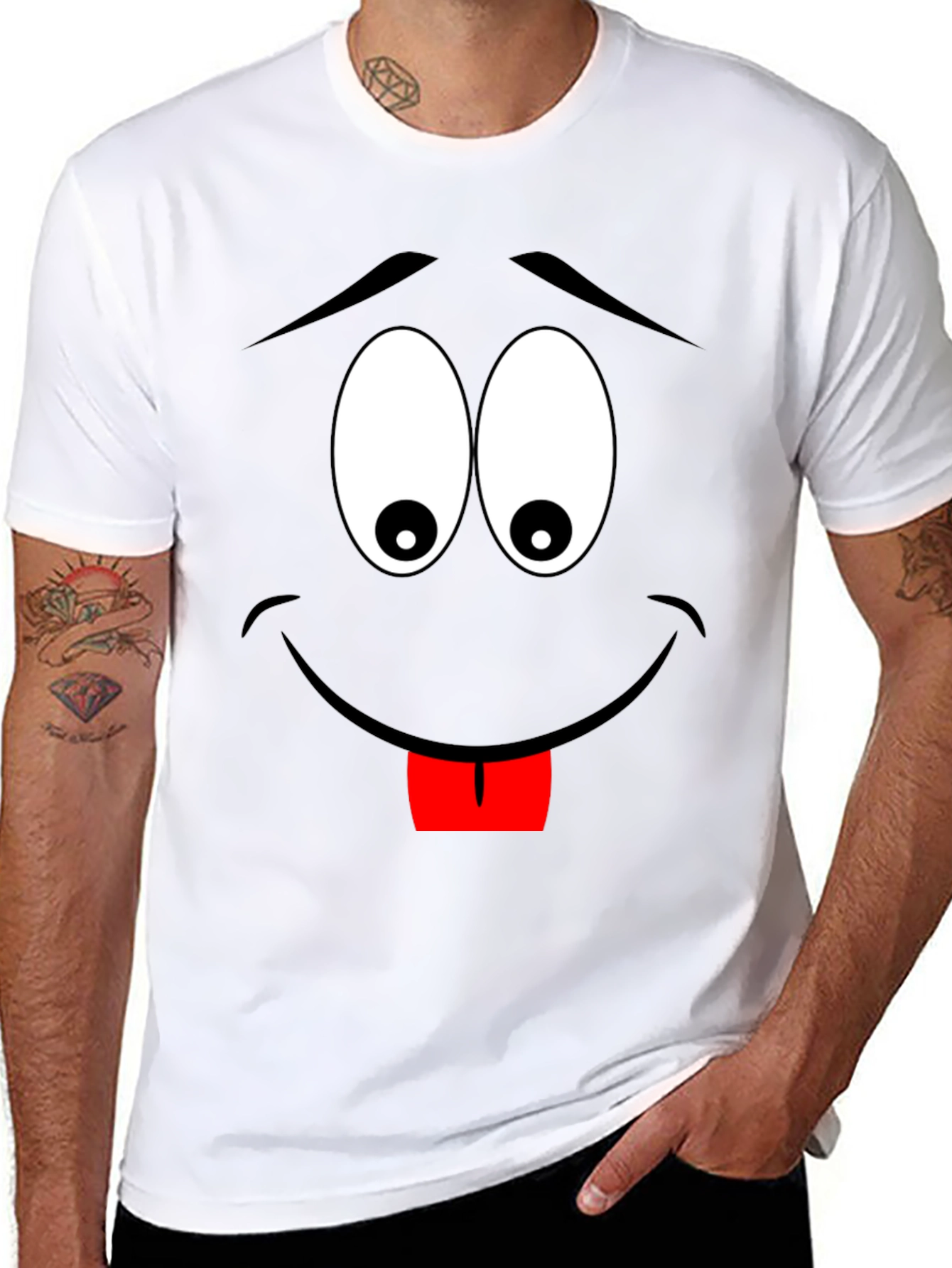 Black Cartoon Face Black T-Shirt view 8