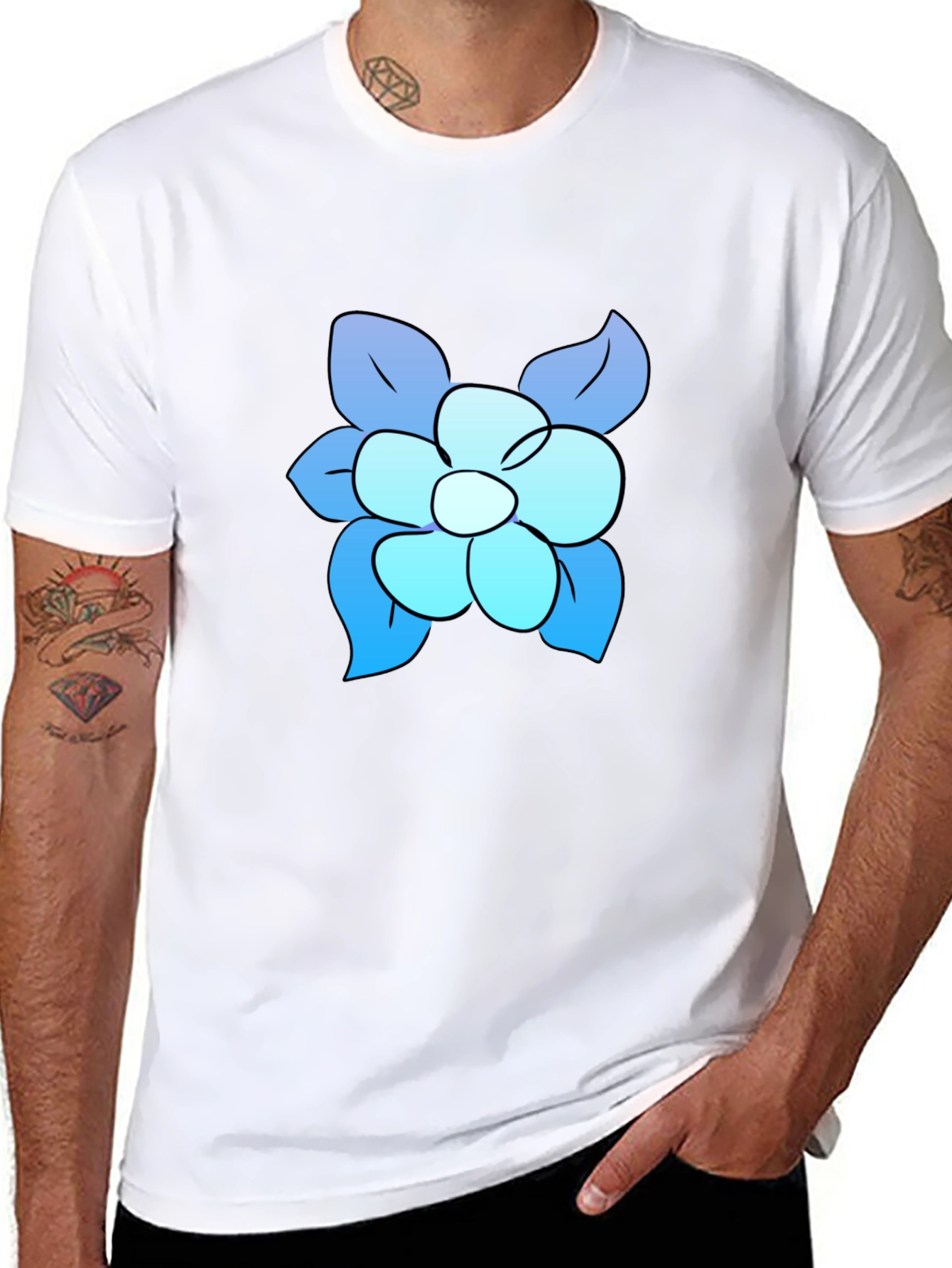 Black Blue Flower Graphic Tee - Casual Comfort view 8
