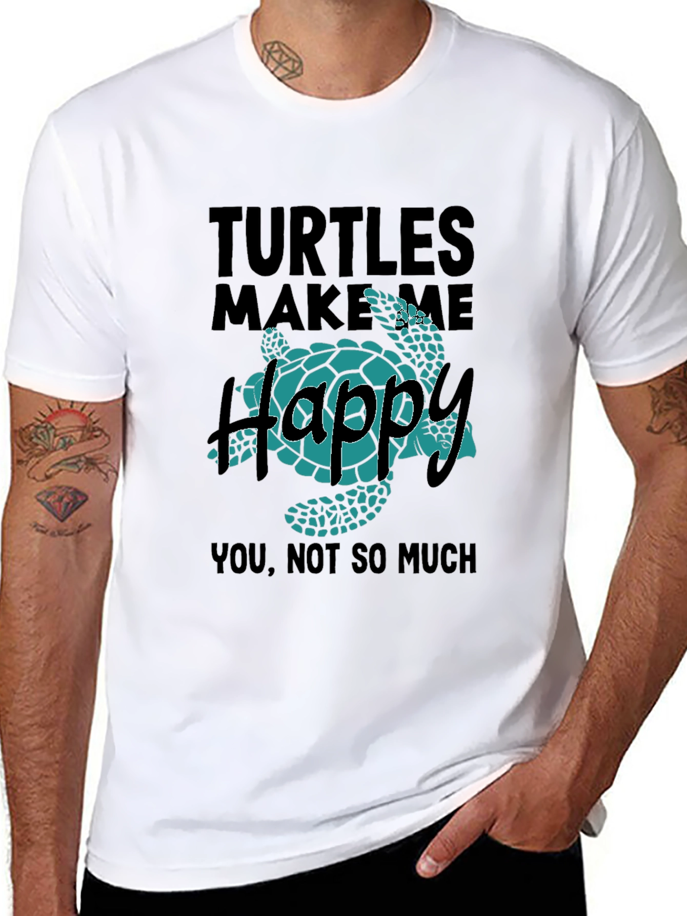 Black Turtles Make Me Happy Graphic T-Shirt view 8