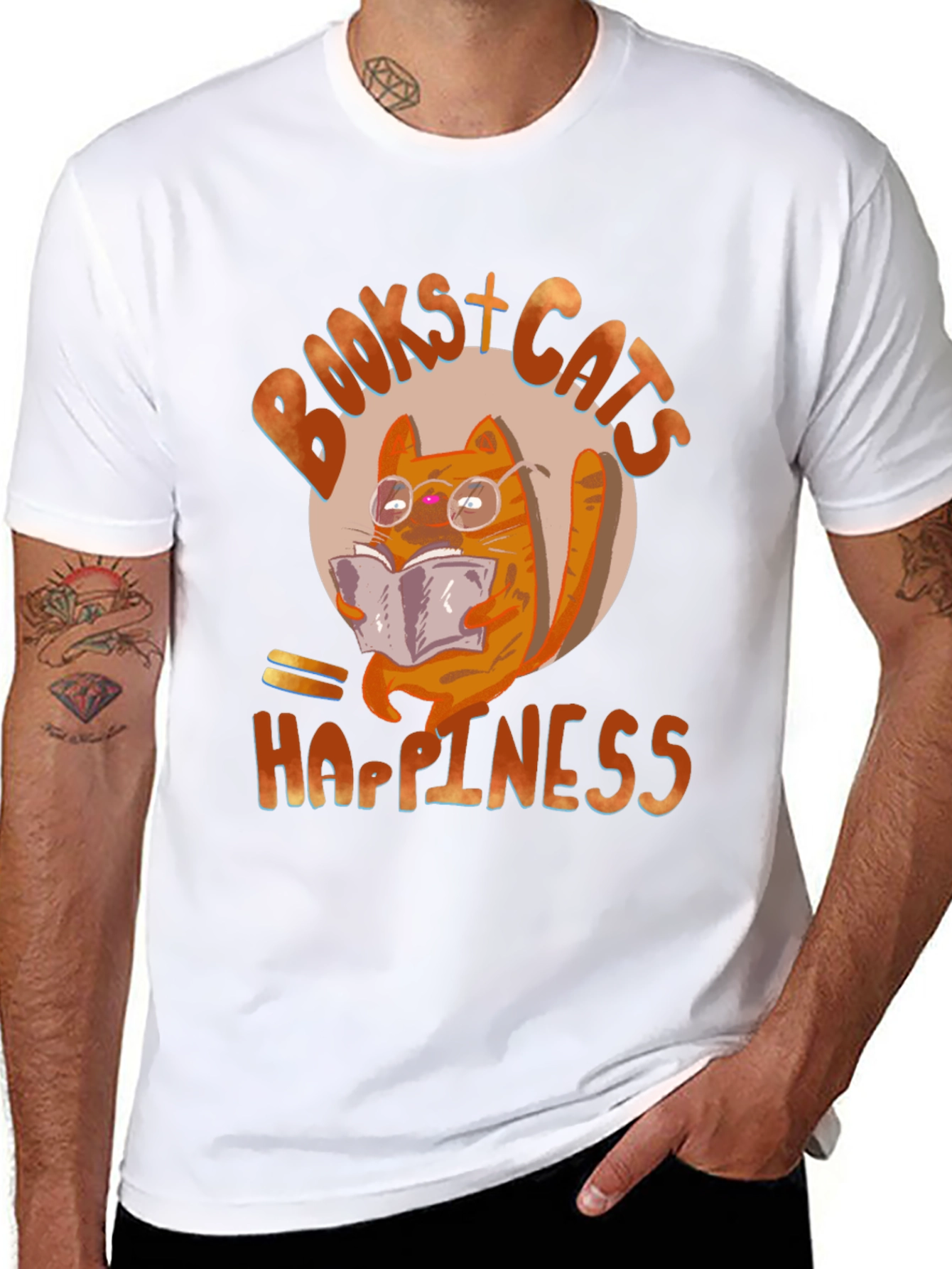 Black Books + Cats + Happiness Graphic Tee view 8