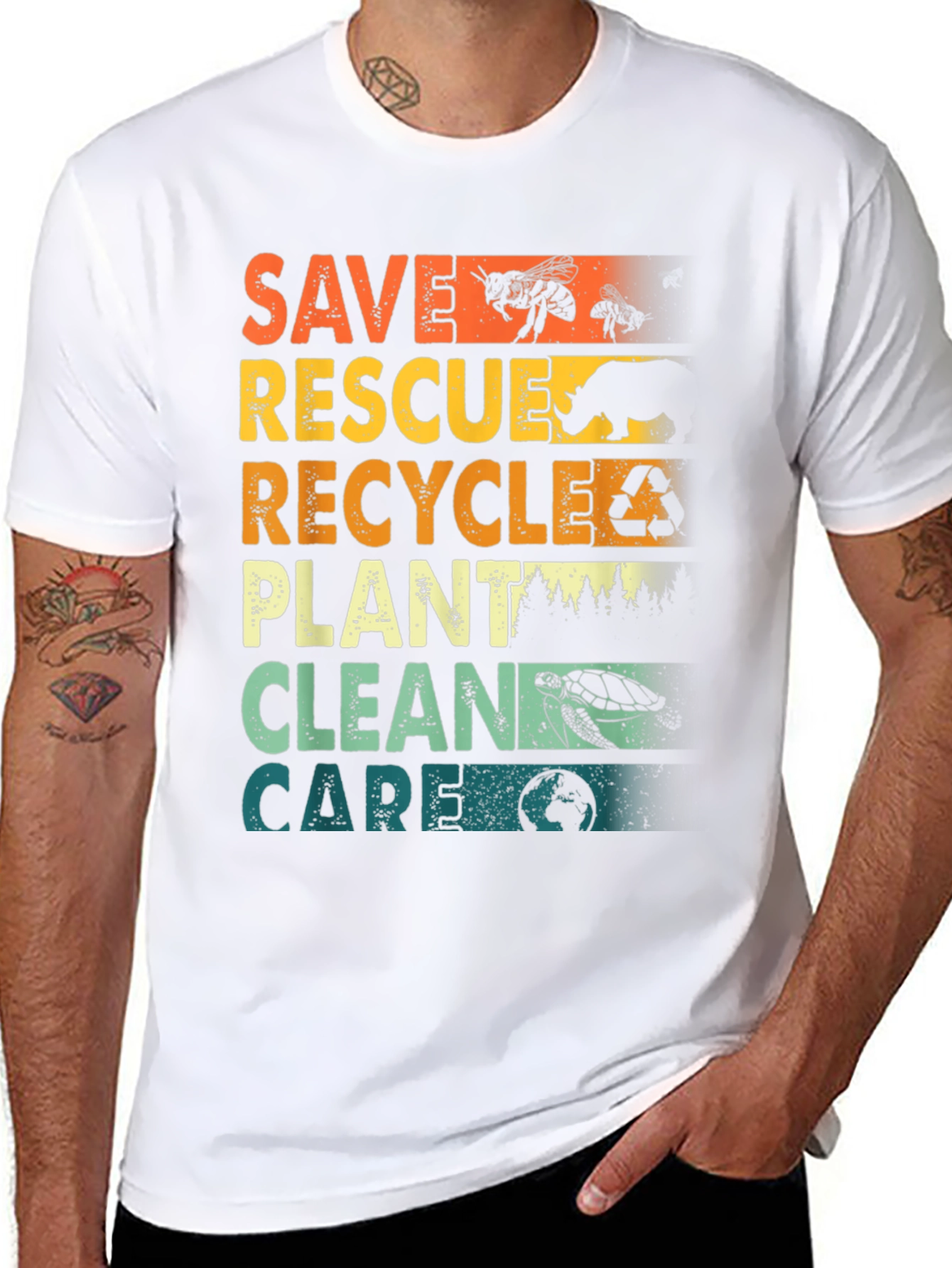 Black Eco-Friendly Save Rescue T-Shirt view 8