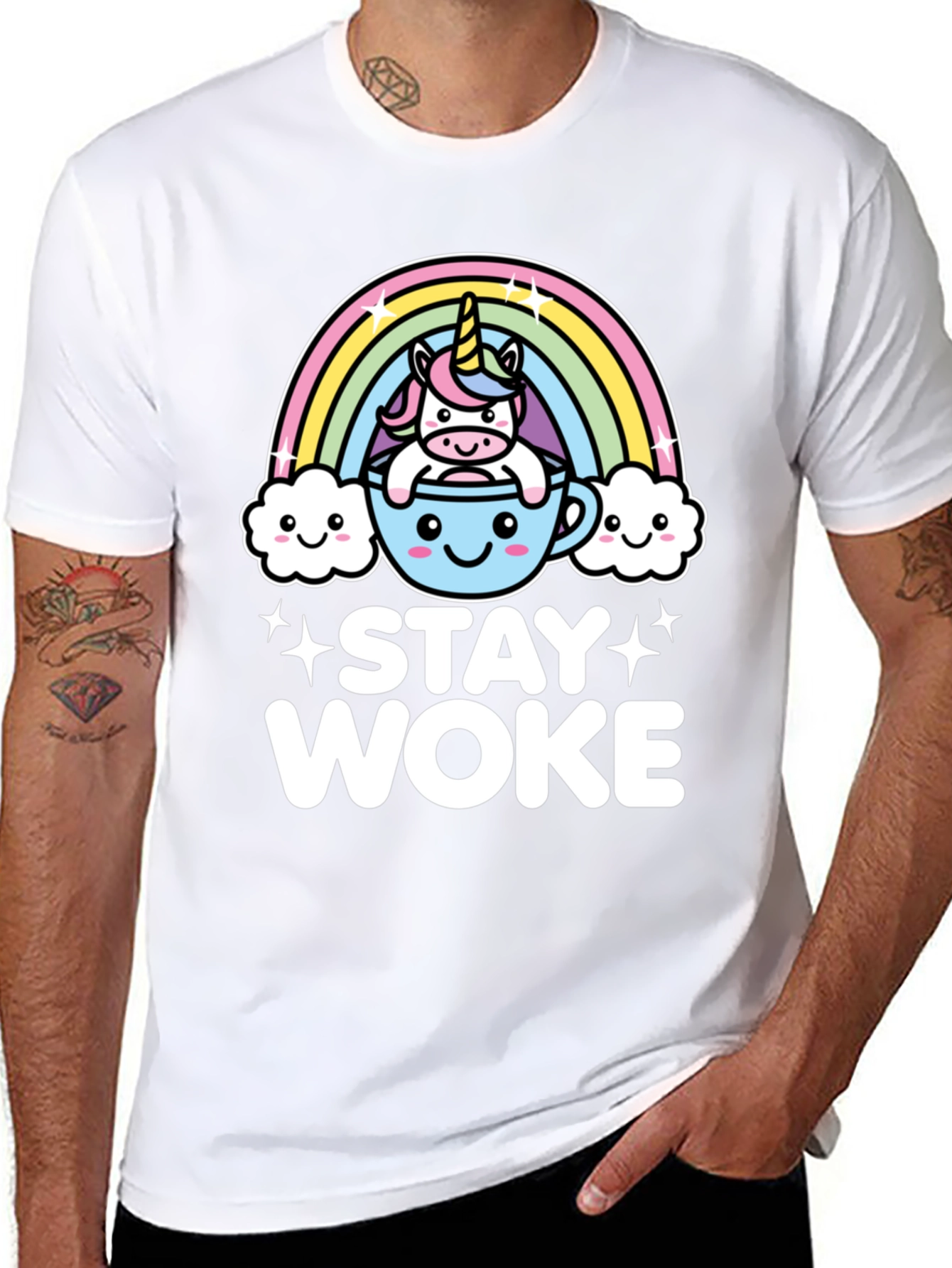 Black Stay Woke Unicorn Graphic Tee - Trendy Black T-Shirt view 8