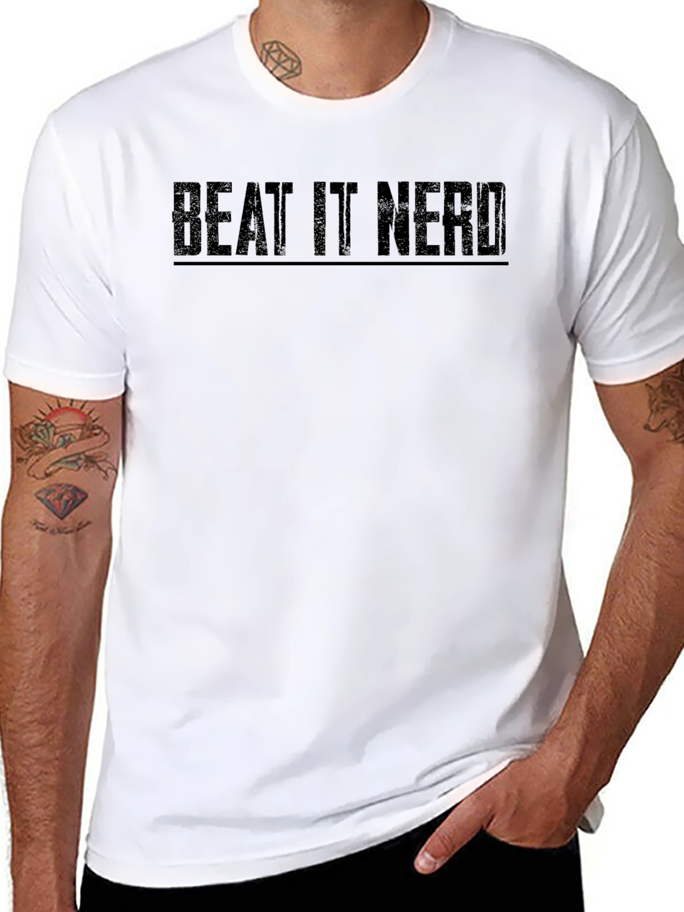 Black Beat It Nerd - Black Graphic T-Shirt view 8