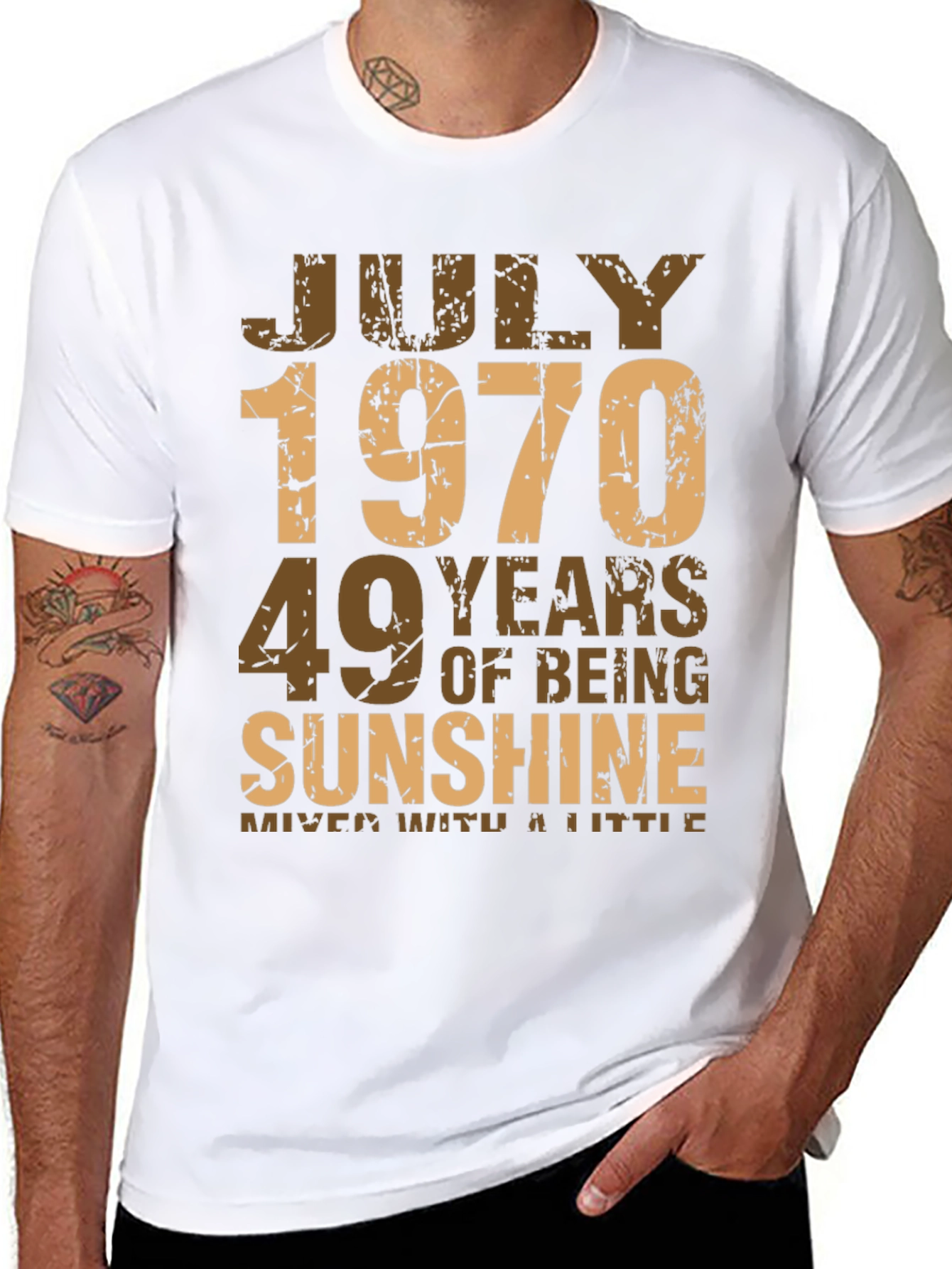 Black July 1970 Birthday T-Shirt - 49 Years of Sunshine! view 8