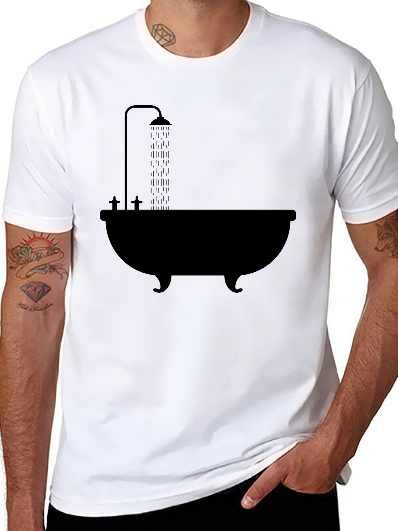 Black Bathtub Shower Graphic T-Shirt view 8