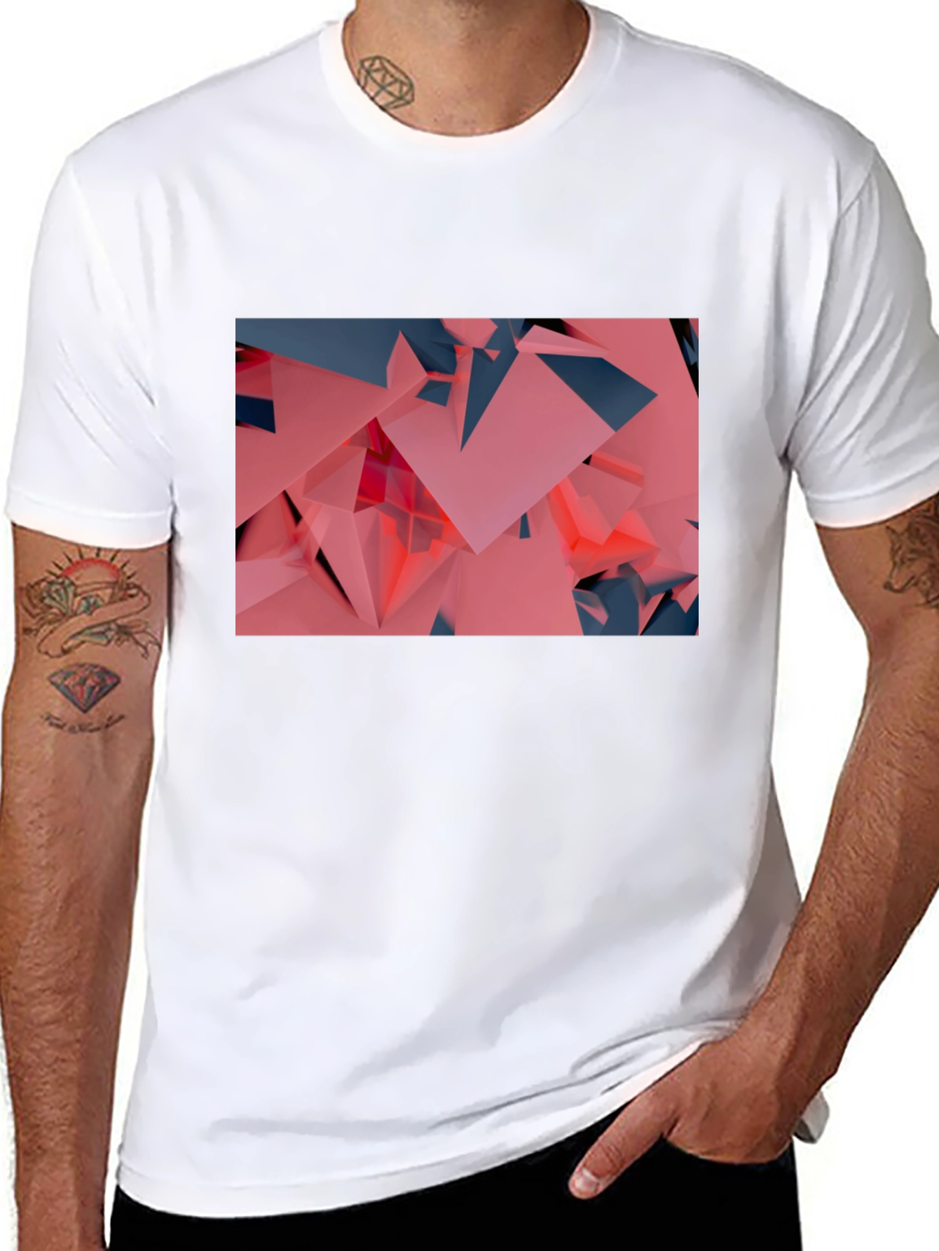 Black Geometric Abstract T-Shirt view 8
