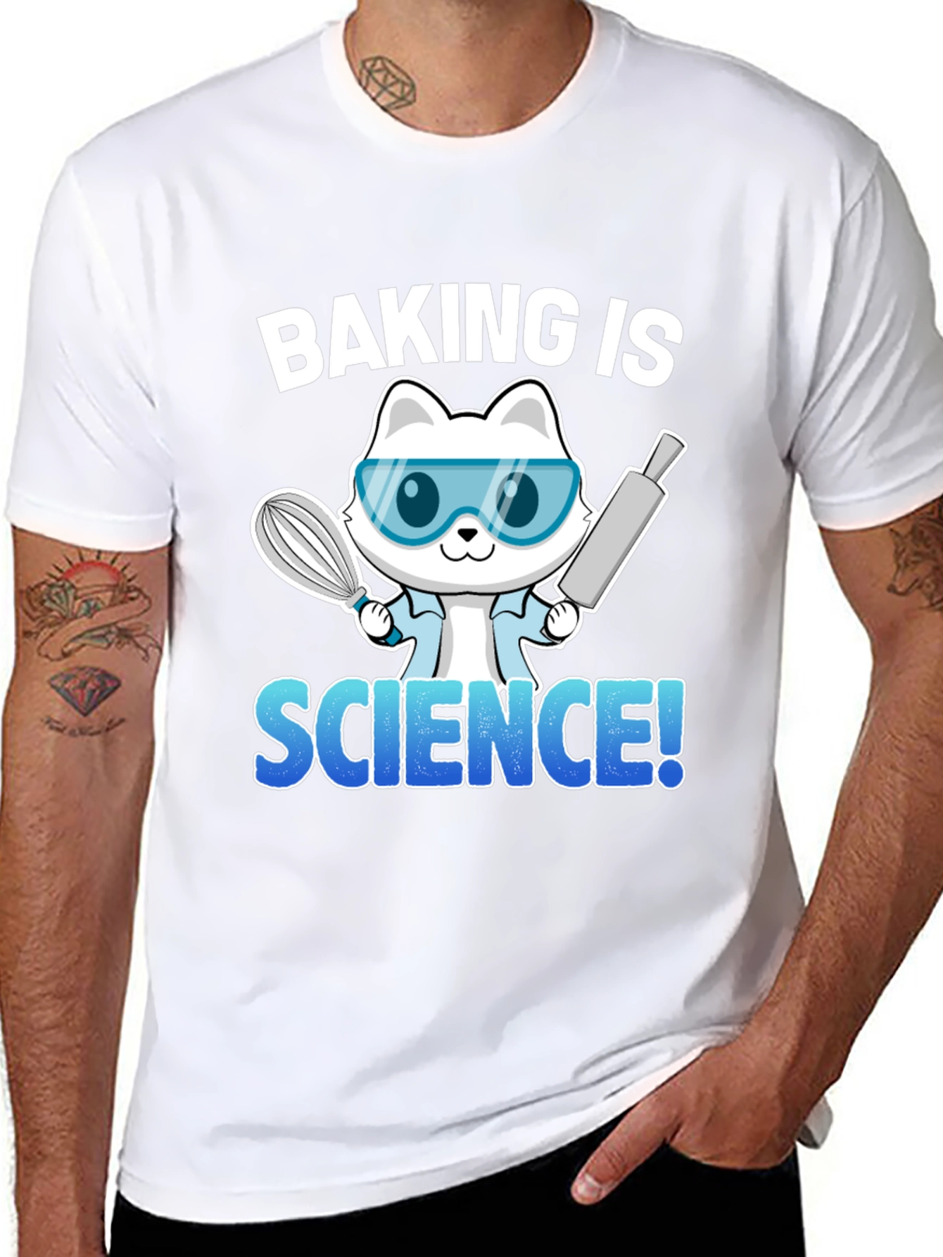Black Baking is Science T-Shirt, Chef Cat Tee view 8