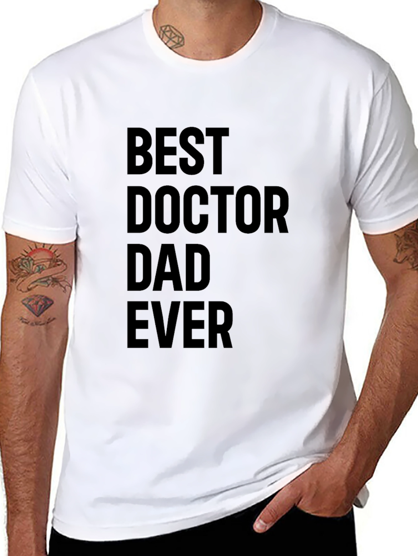 Black Best Doctor Dad Ever Black T-Shirt view 8
