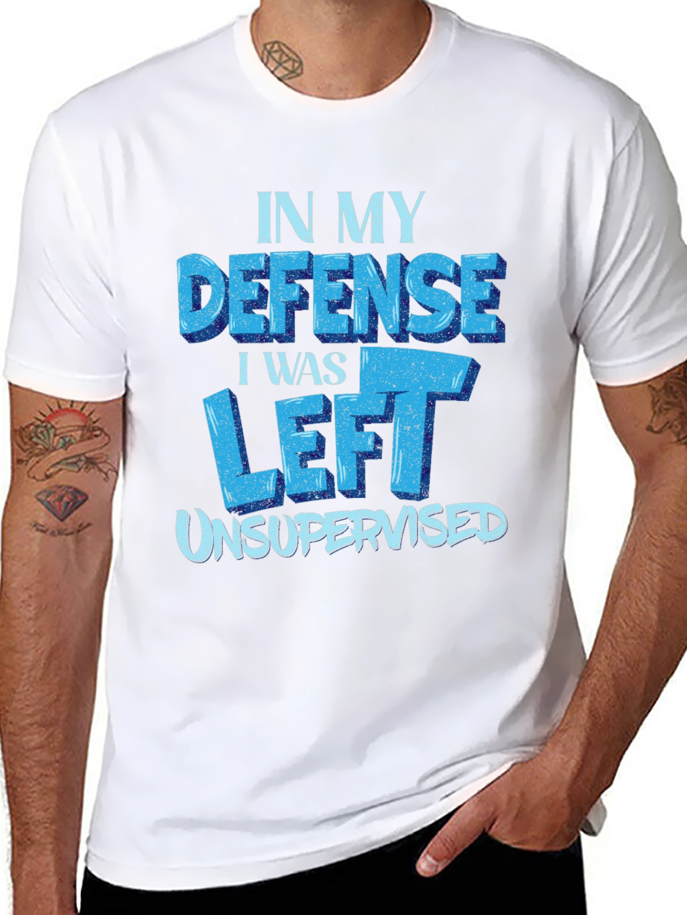 Black Funny 'In My Defense' Black T-Shirt view 8