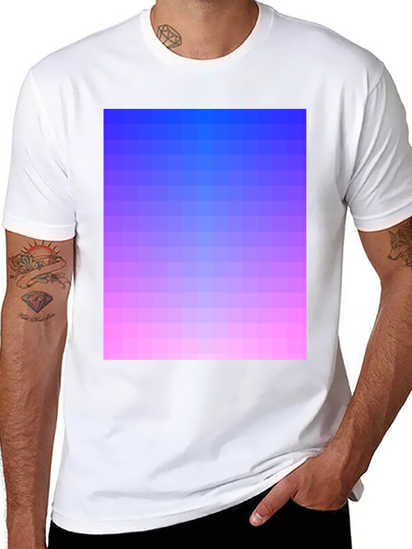 Black Gradient Pixel Art T-Shirt - Stylish Casual Wear view 8