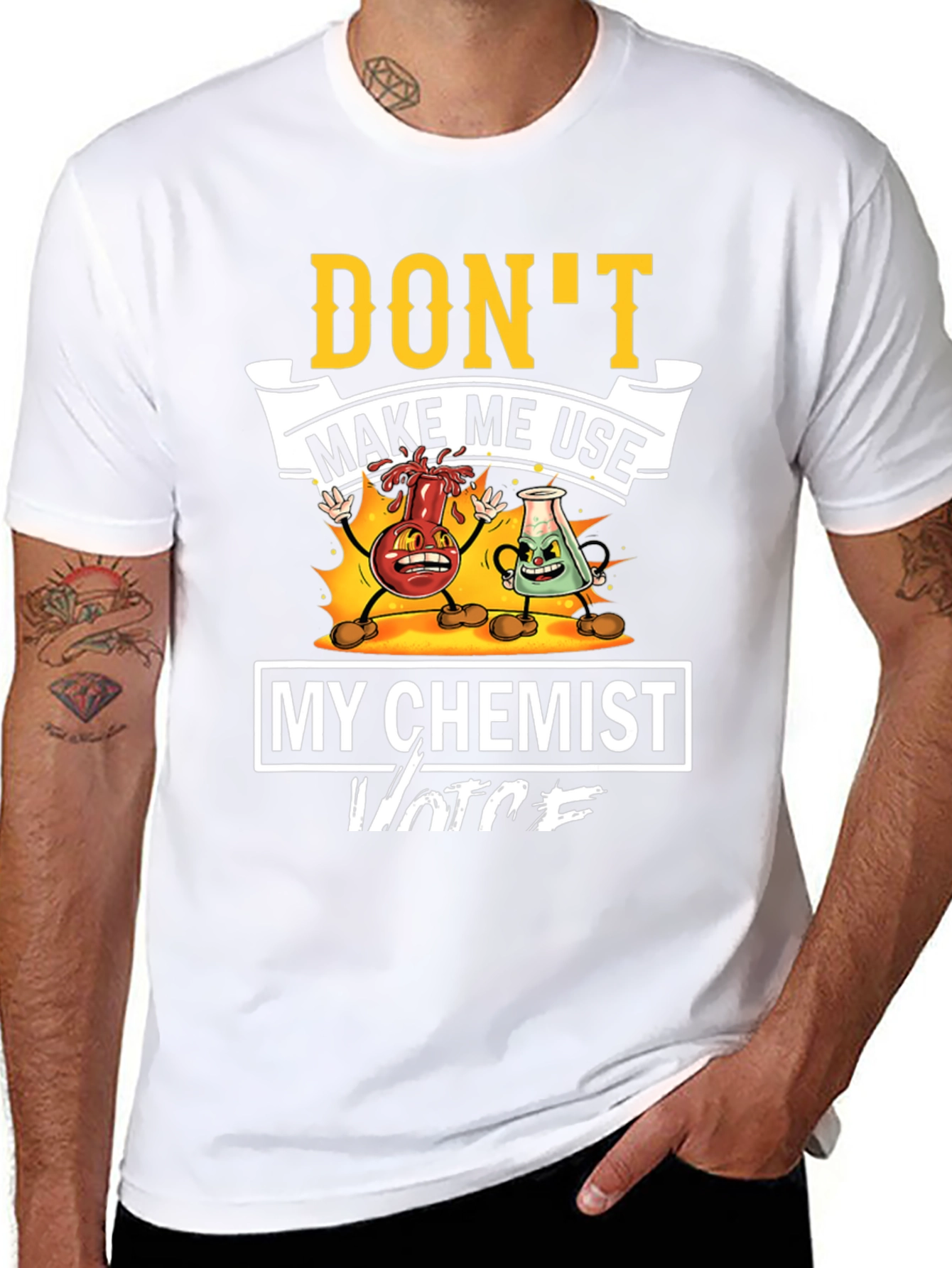 Black Funny Chemist Voice Graphic T-Shirt view 8