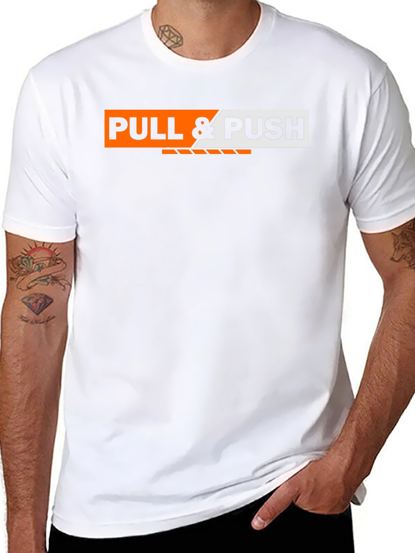 Black Pull & Push Graphic Tee - Black Cotton T-Shirt view 8