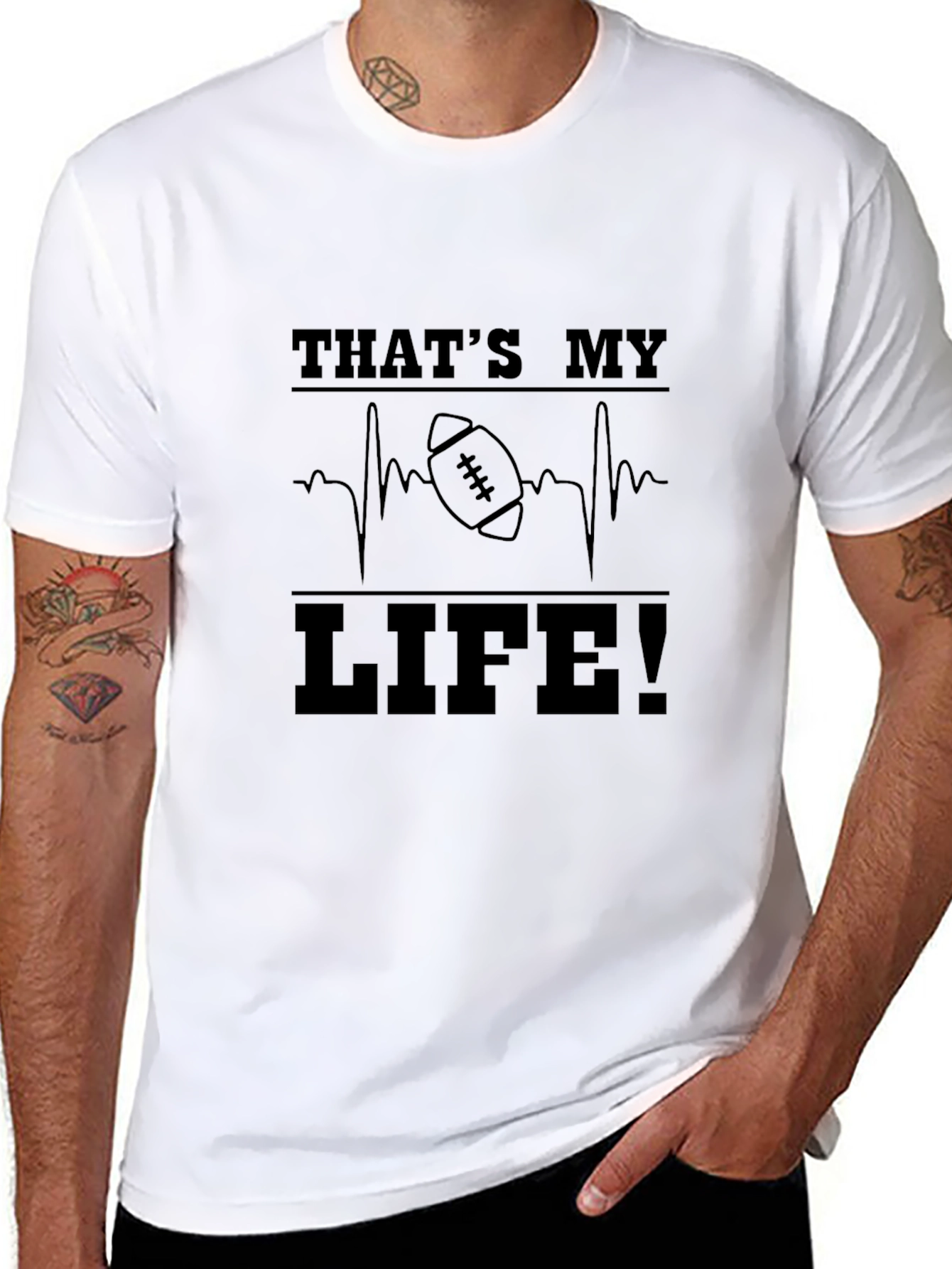 Black That's My Life Football T-Shirt view 8