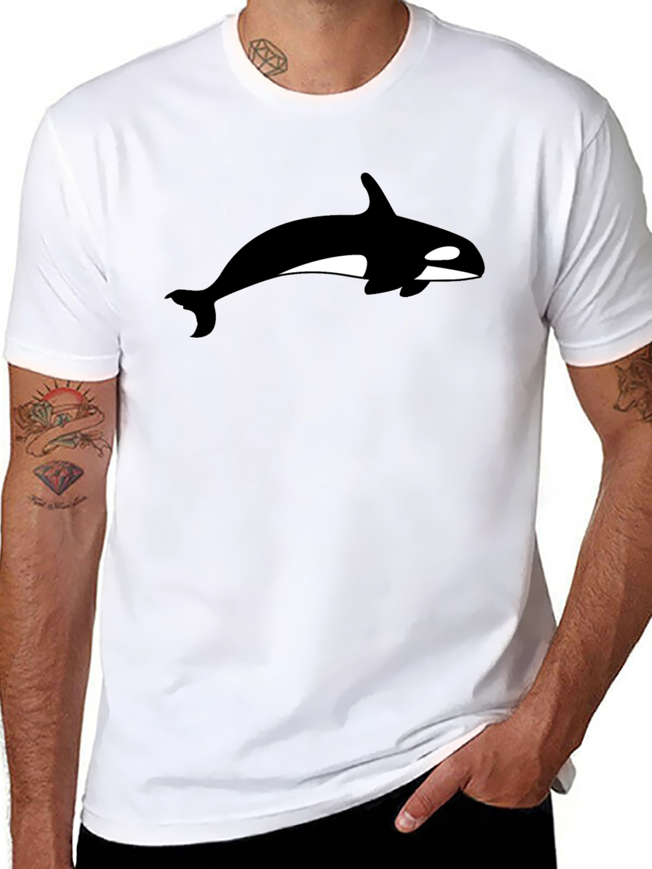 Black Orca Whale Graphic Black T-Shirt view 8