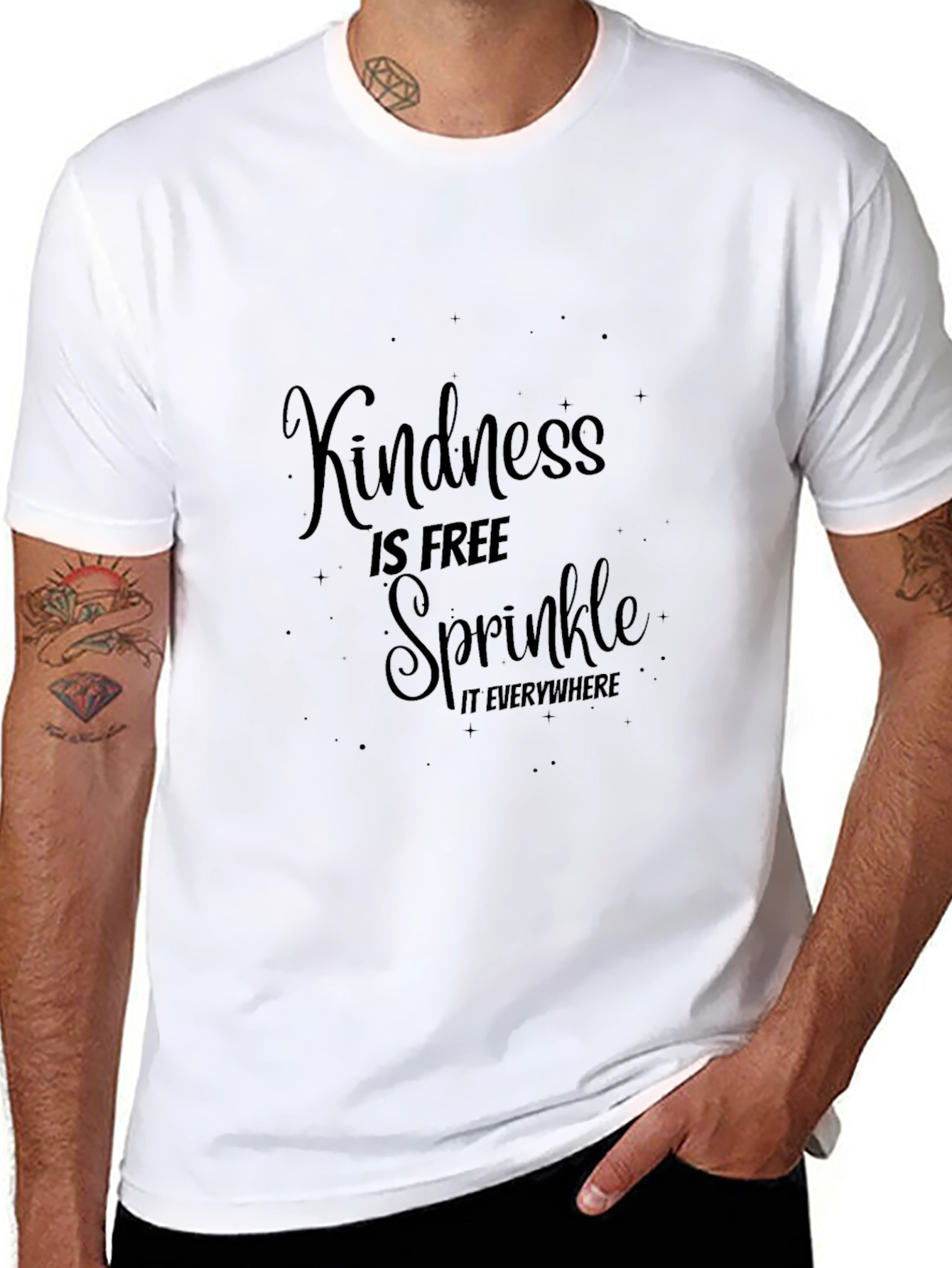 Black Kindness is Free Sprinkle it Everywhere Black T-Shirt view 8