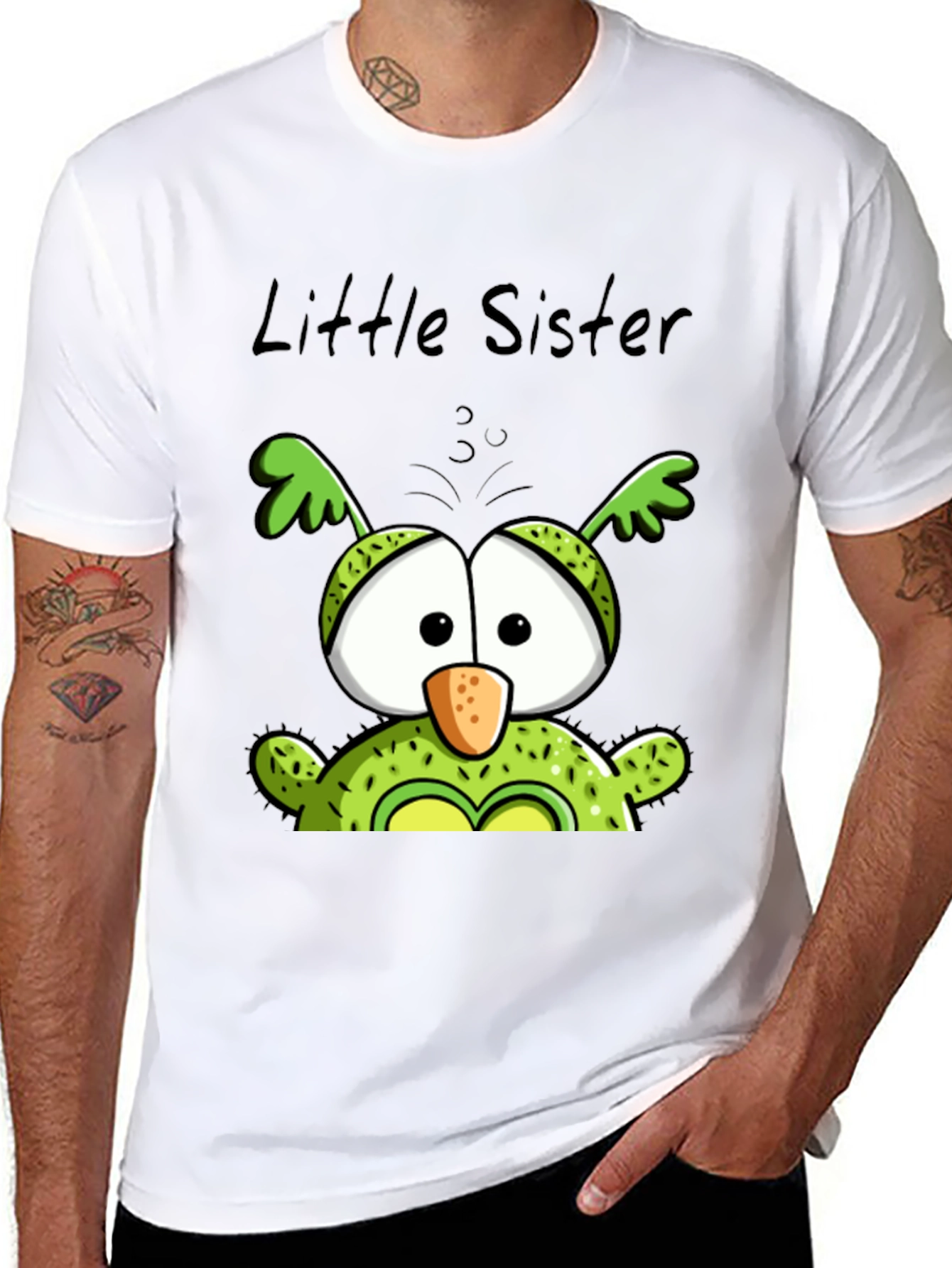 Black Little Sister Owl T-Shirt - Cute Family Tee view 8