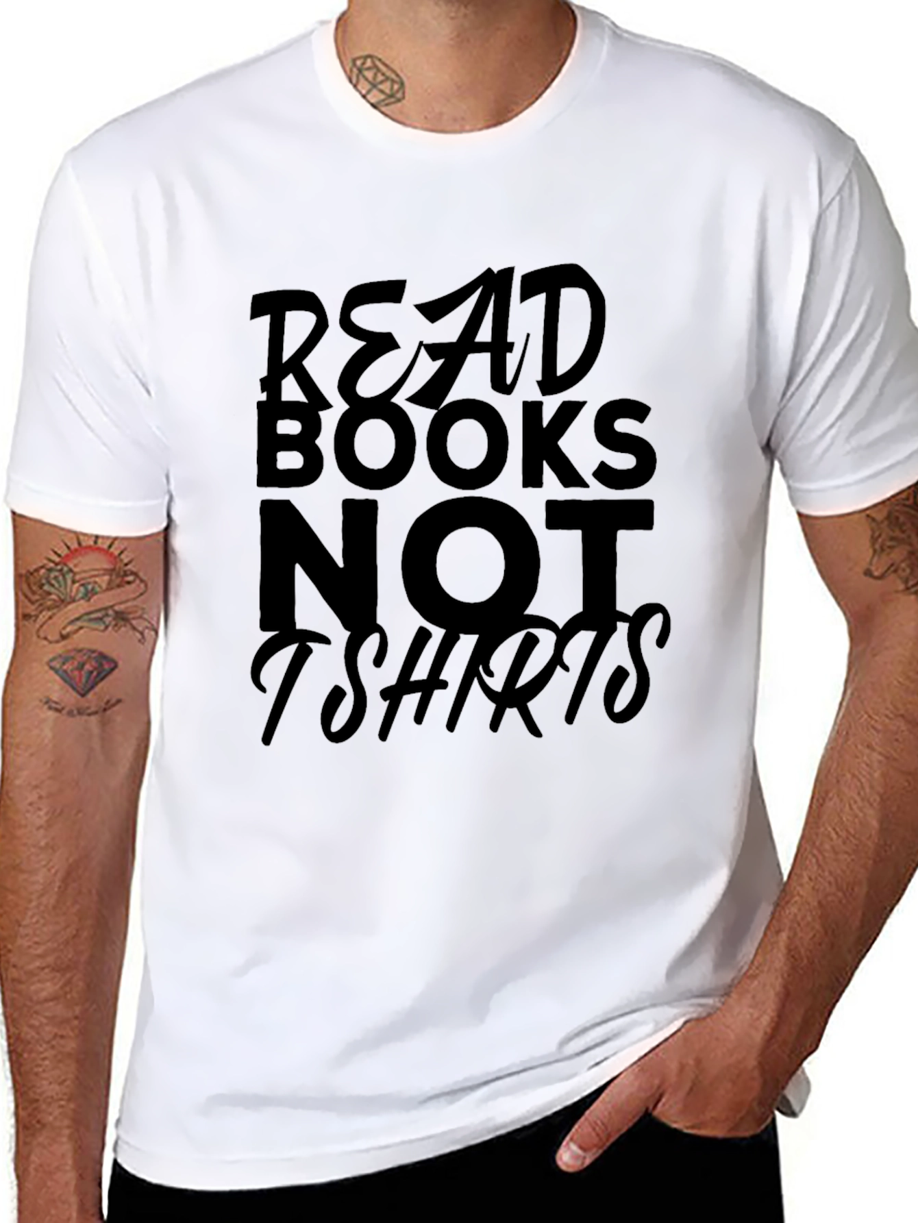 Black Read Books Not T-Shirts Graphic Tee view 8
