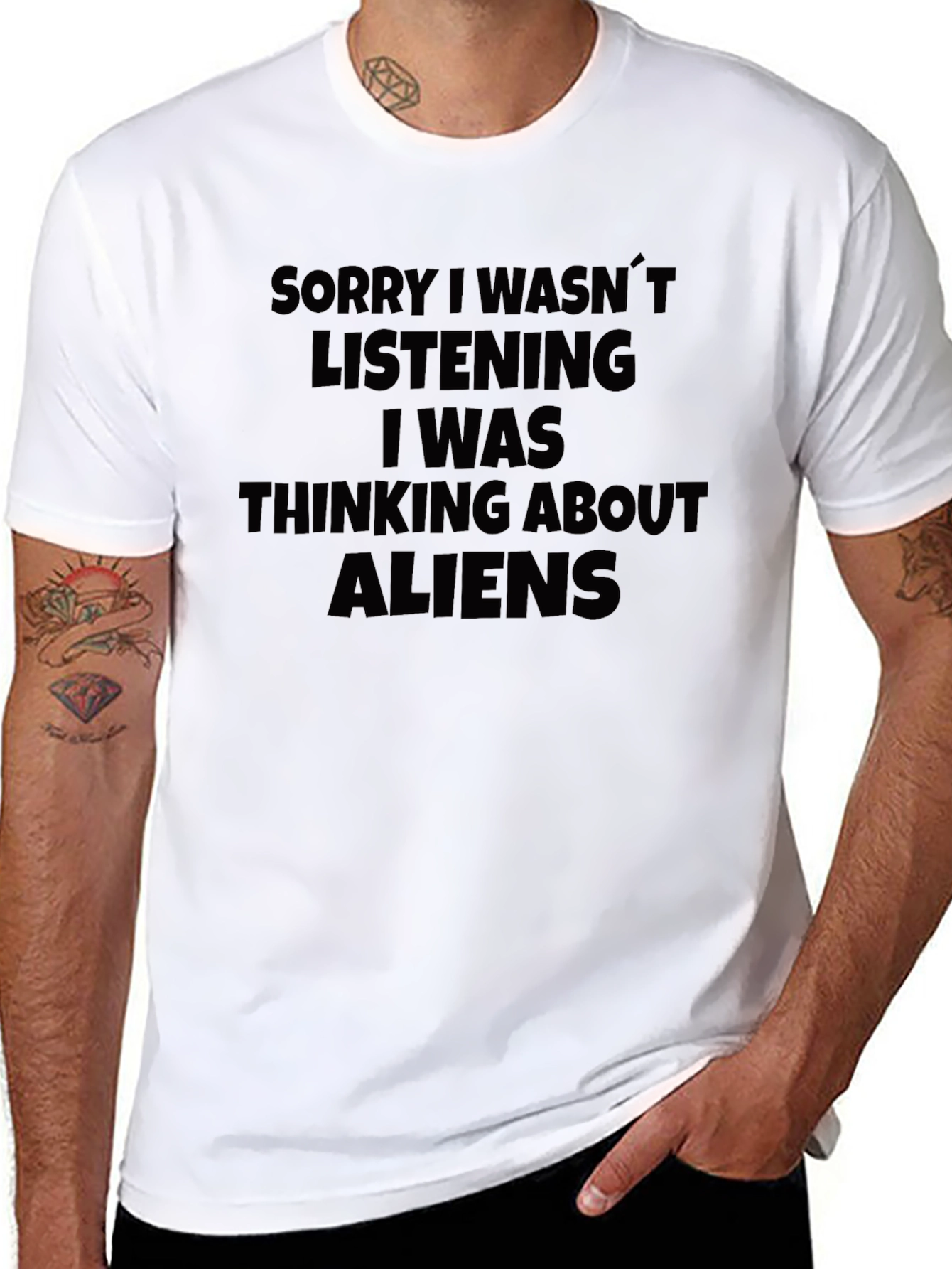 Black Alien Thoughts Graphic Tee - Black T-Shirt view 8
