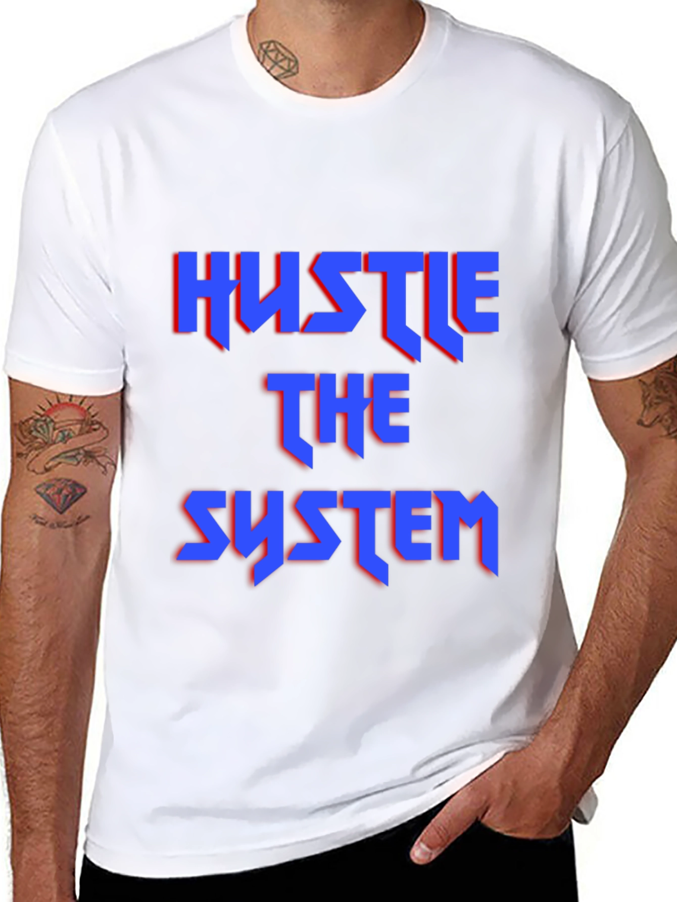 Black Hustle the System Graphic Tee - Bold Statement Shirt view 8