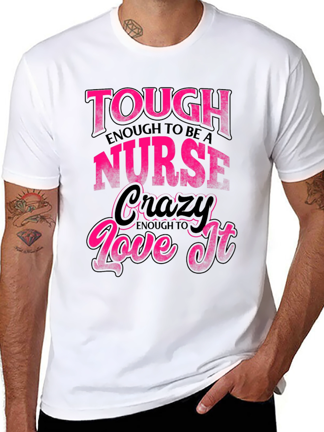 Black Tough Enough Nurse Black Graphic Tee view 8