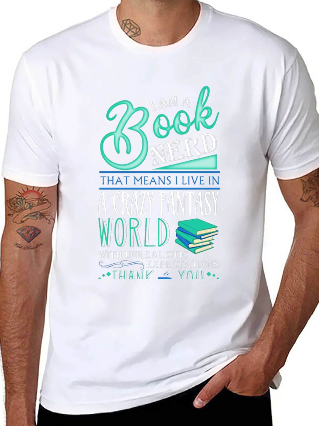 Black Book Nerd Crazy Fantasy World T-Shirt view 8