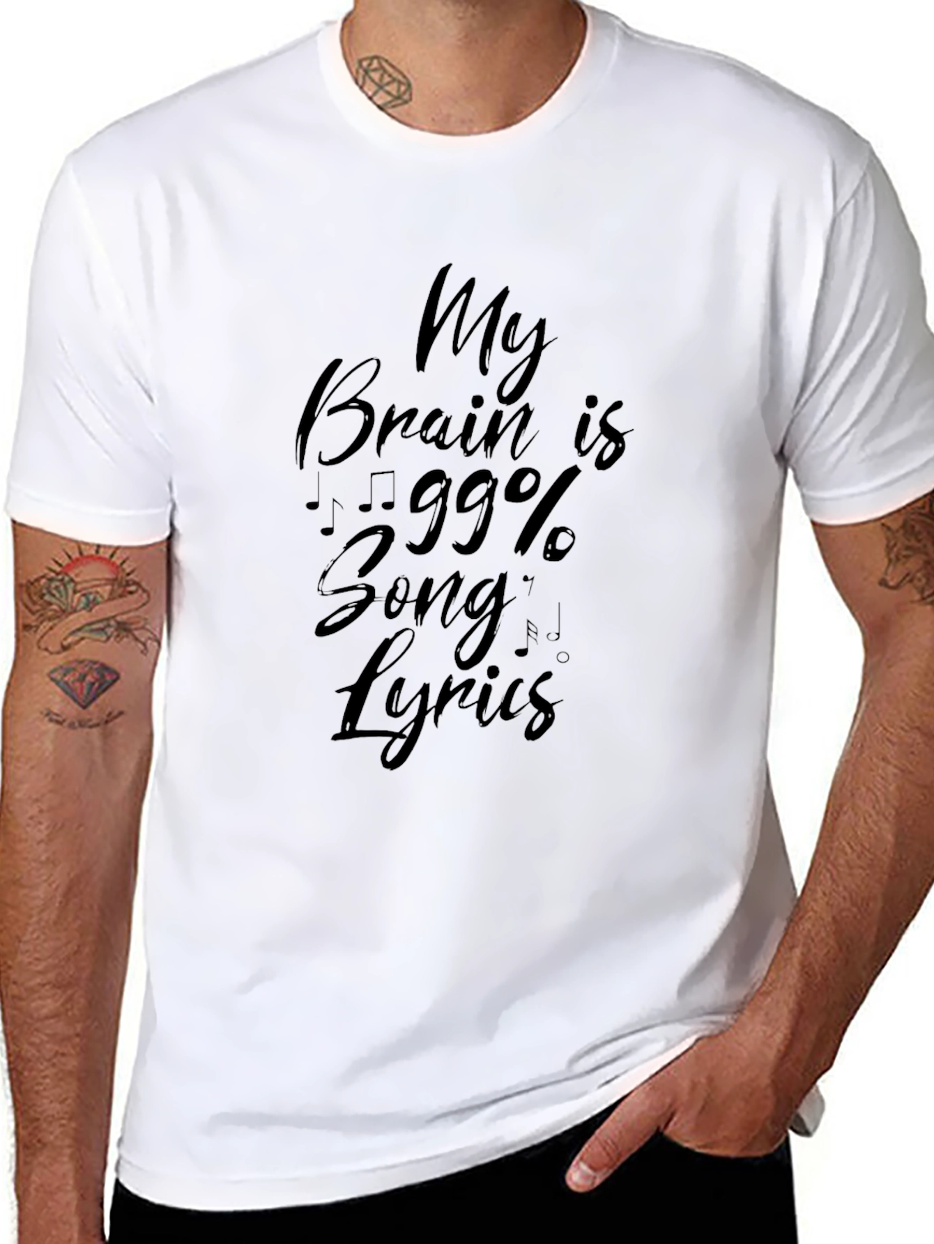 Black Funny Music Lover T-Shirt - 99% Song Lyrics Tee view 8